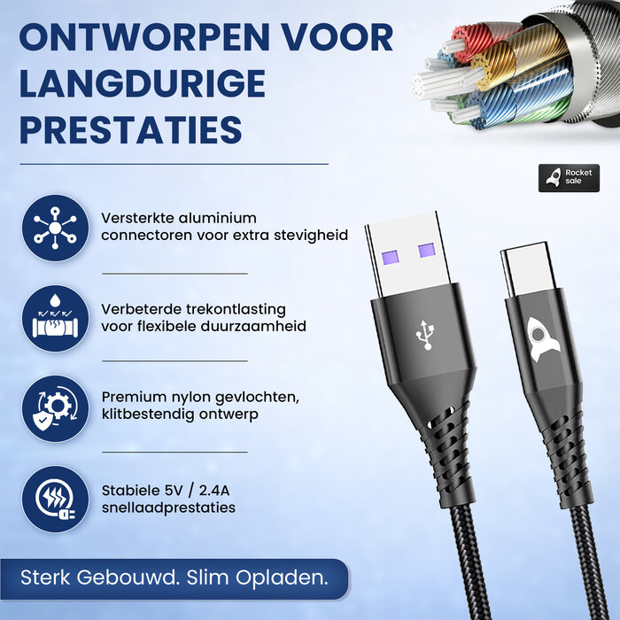Rocket Sale® Oplaad kabel Type-A > Type-C 1M