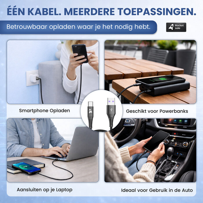 Rocket Sale® Oplaad kabel Type-A > Type-C 2M