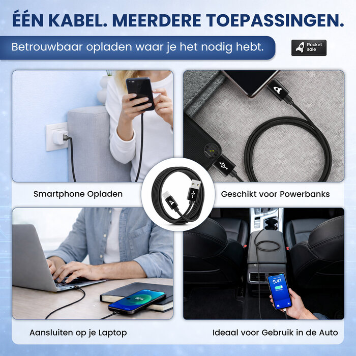 Rocket Sale® Oplaad kabel Type-A > Type-C 3M
