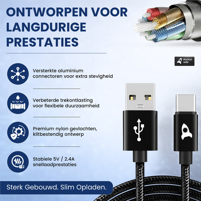 Rocket Sale® Oplaad kabel Type-A > Type-C 3M