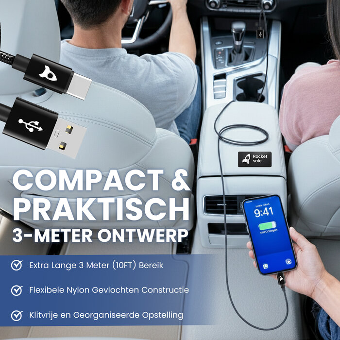 Rocket Sale® Oplaad kabel Type-A > Type-C 3M