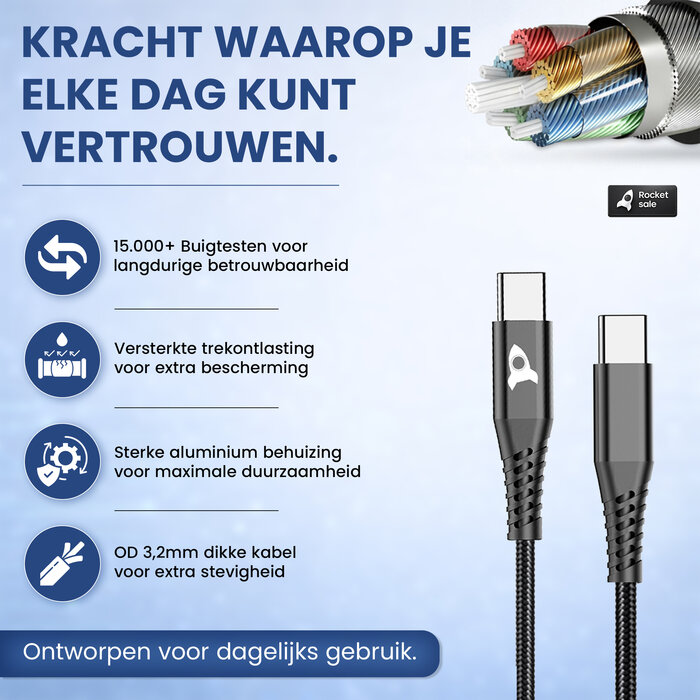 Rocket Sale® Oplaad kabel Type-C > Type-C 1M