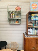 Brocante hanging shelf with lightgreen slats