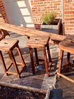High industrial  bar stools in hardwood from 1905