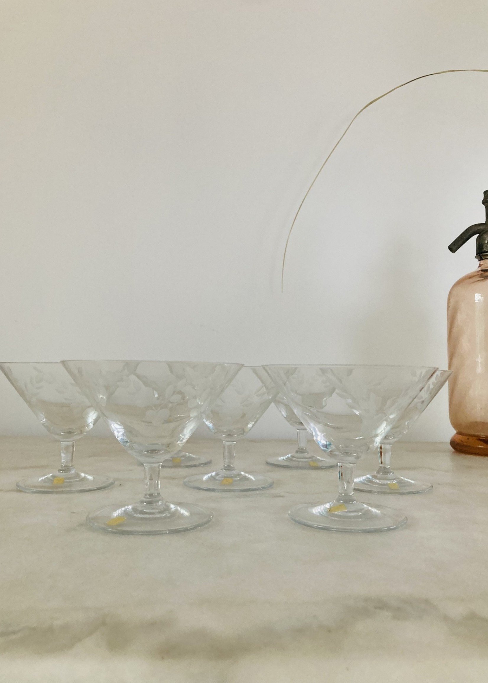 VB Carved crystal conic Champagne coupes from VB Boussu