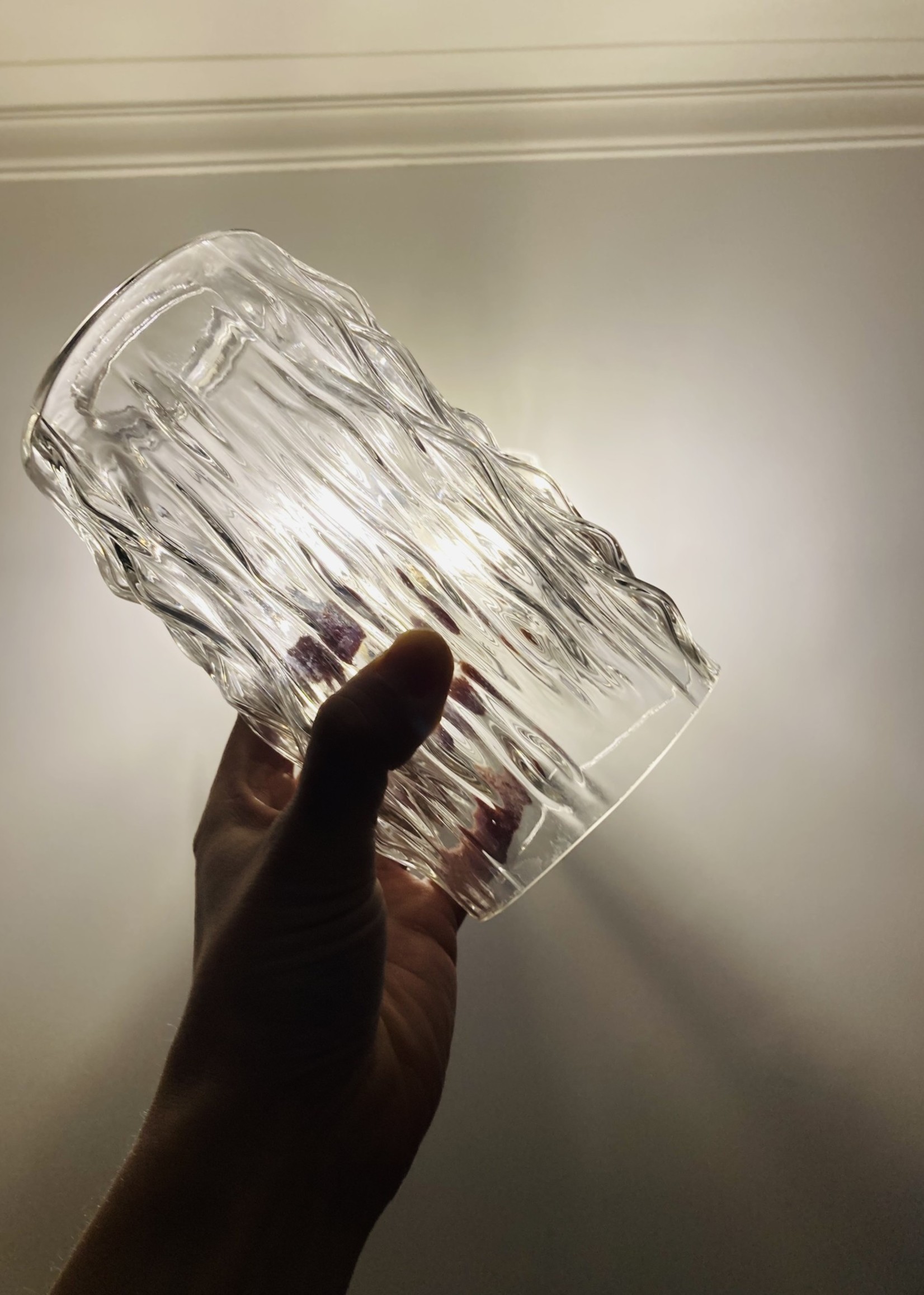 Transparent glass shade in tubular shape with long design