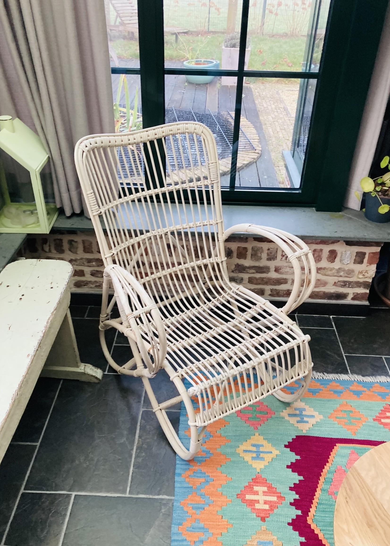 White vintage rattan chair from Dries van Sliedregt for Rohe Noordwolde