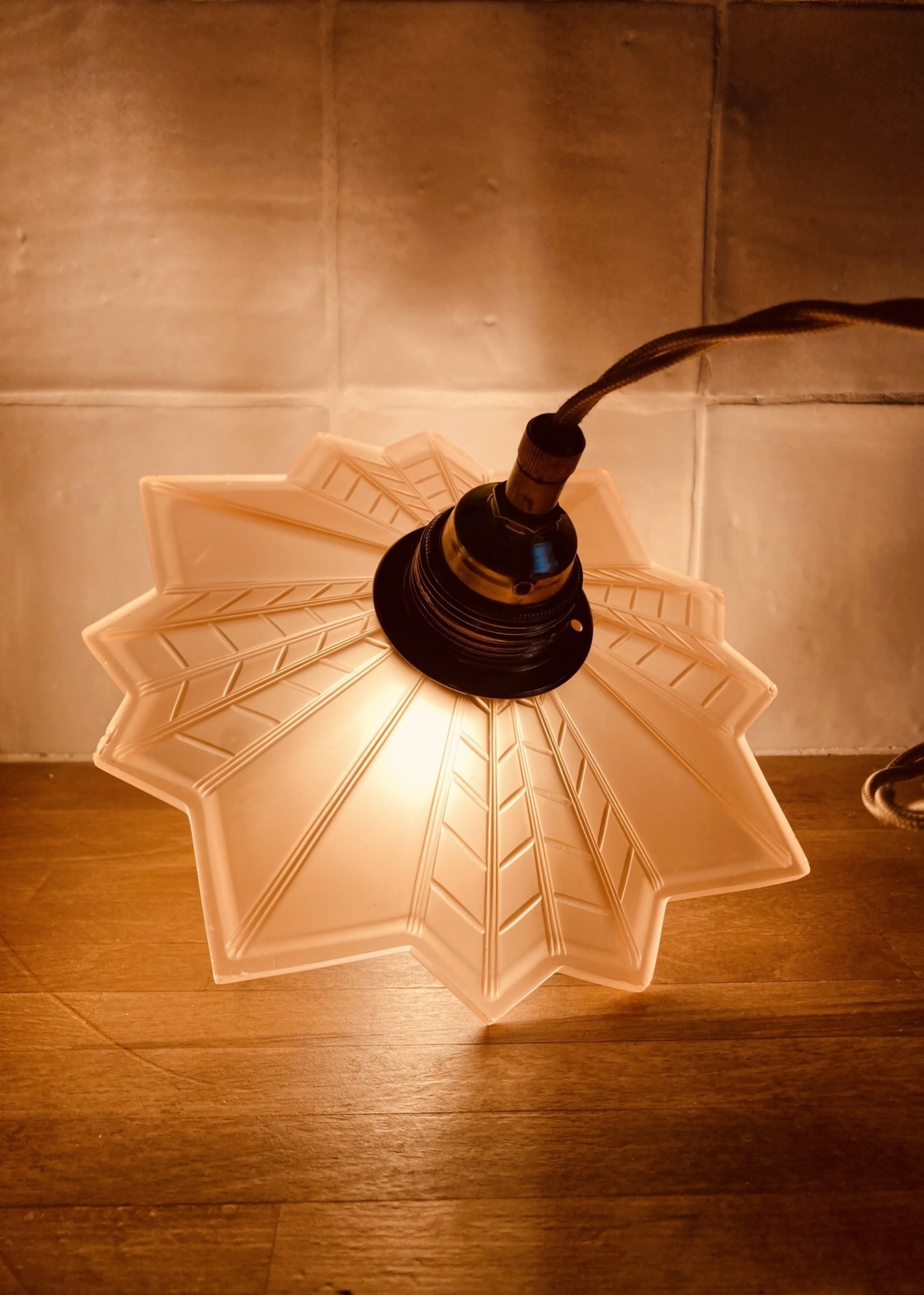 Art Deco Pink Glass lampshade