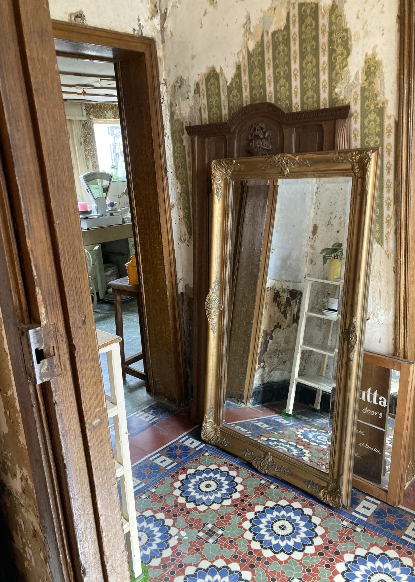 Large biseauted Mirror with golden frame  144 on 83cm