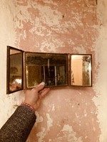 Small antique triptyque barber mirror