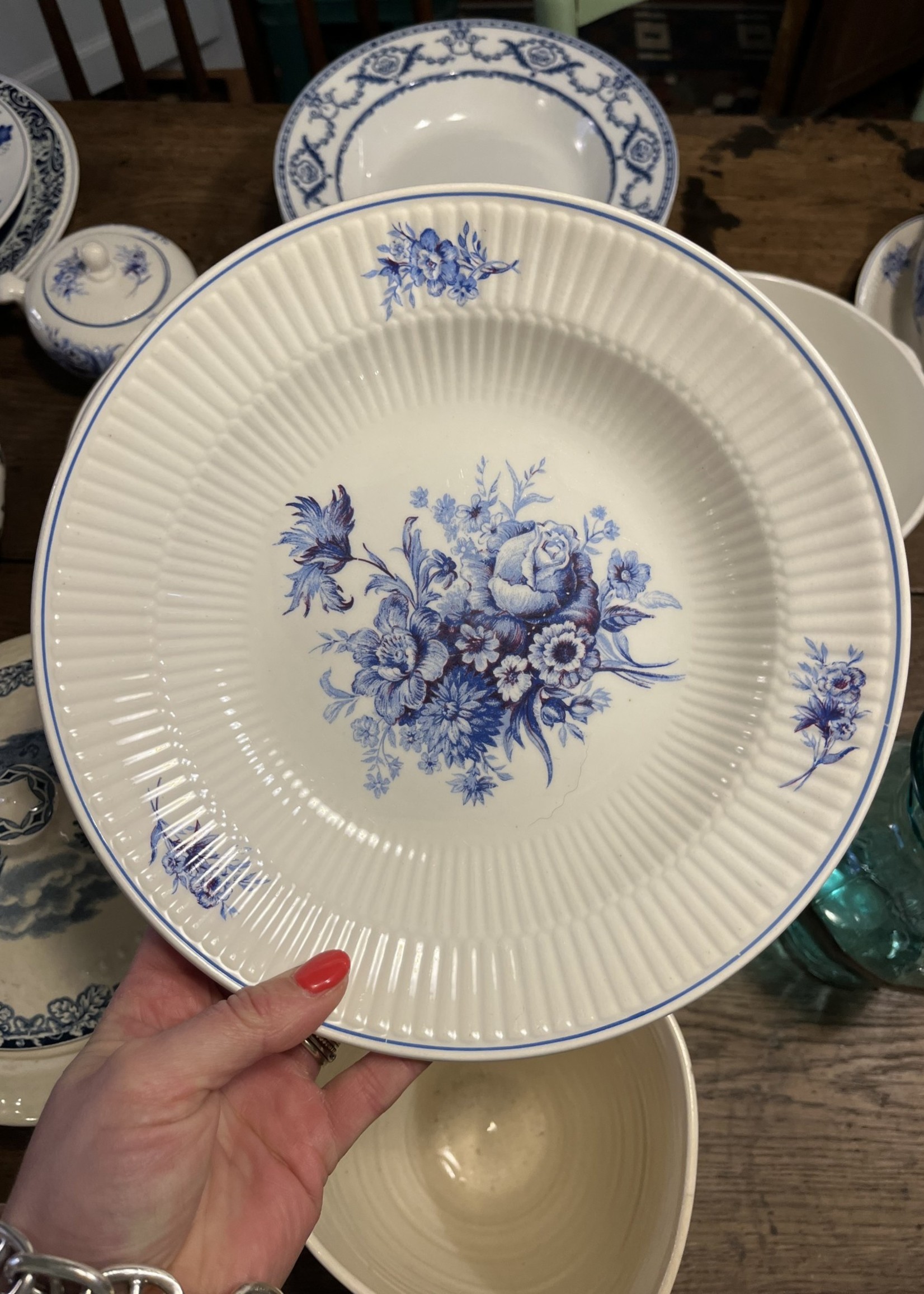 Deep Plate Blue Flowers by Boch