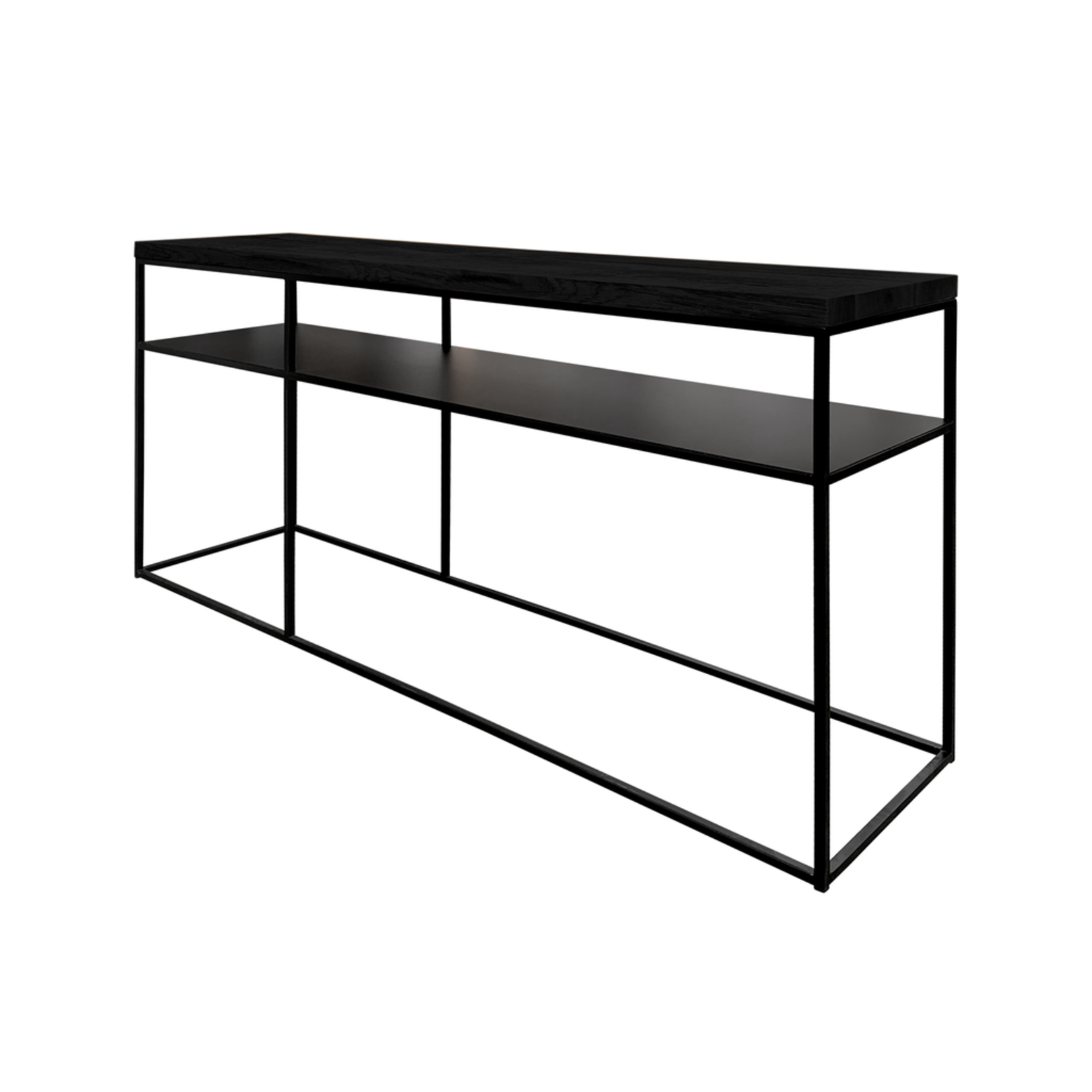 Bryson Sideboard B160xT40xH81cm Metall schwarz & Eiche furniert schwarz
