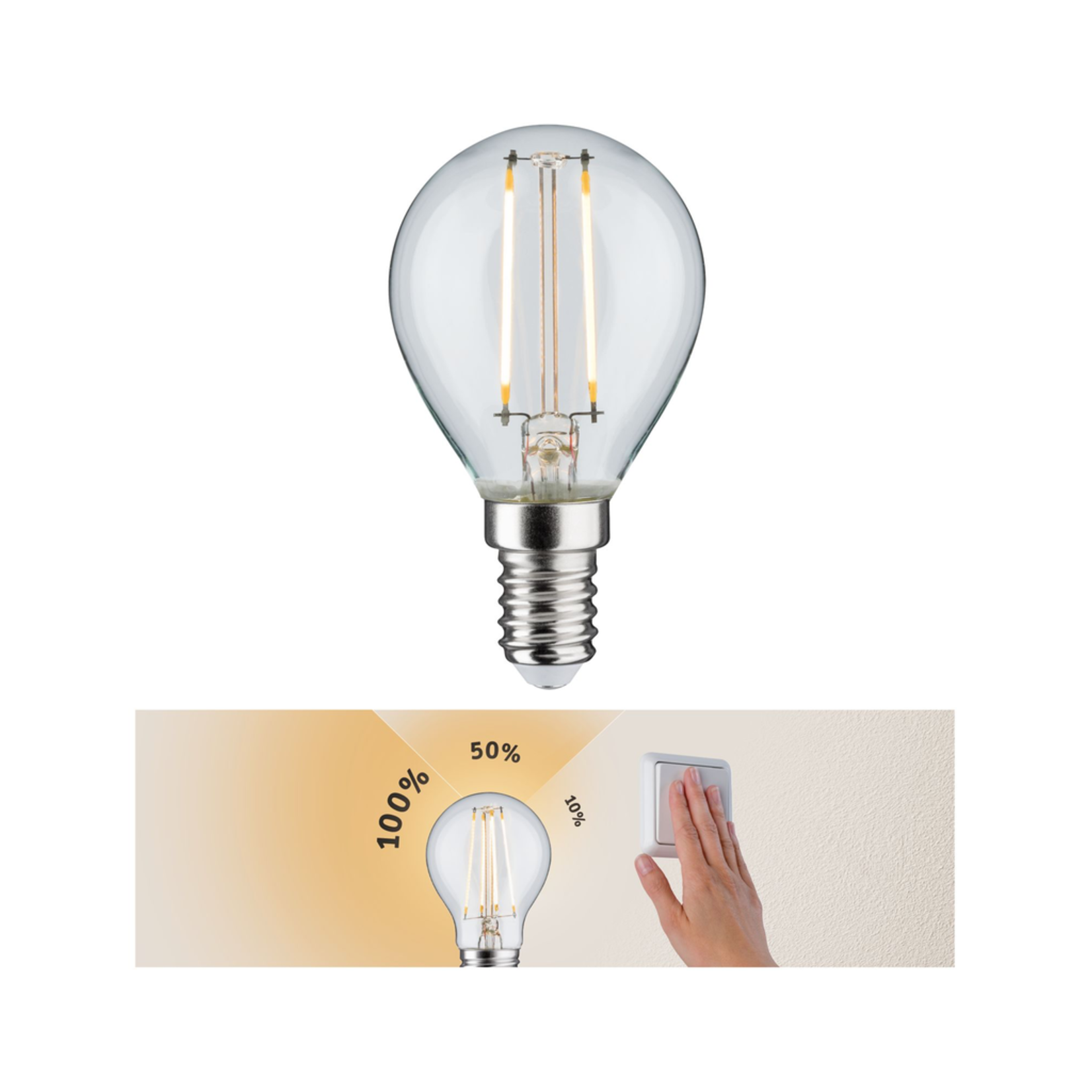 Leuchtmittel LED Tropfen 2,5W E14 Klar 230 V 3-Stufen-dimmbar