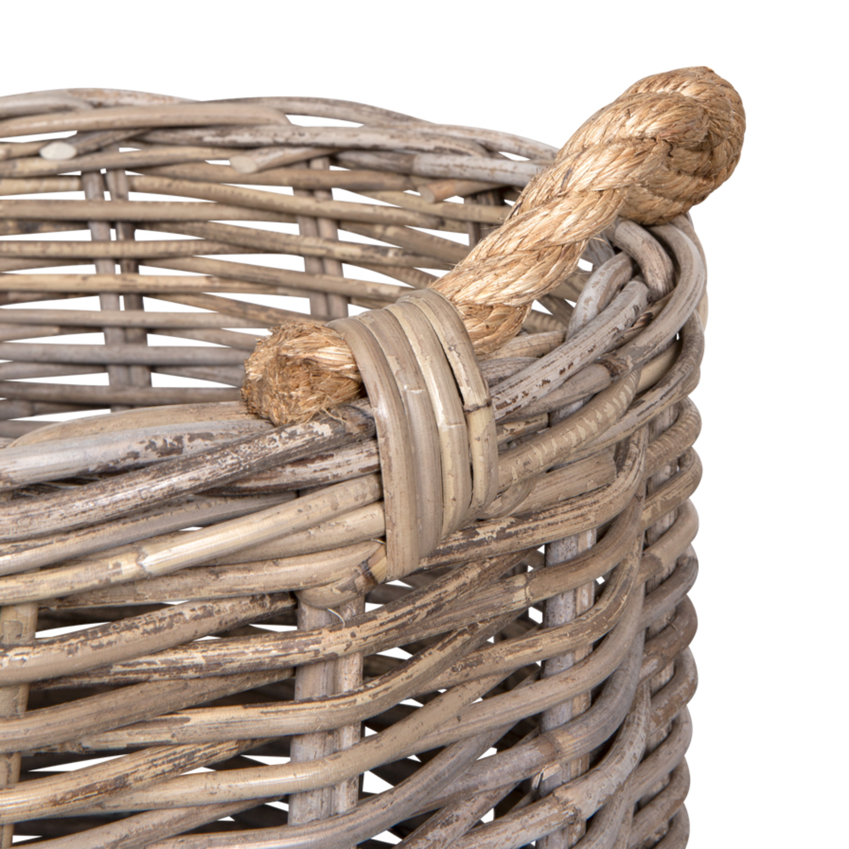Rattan Korb natur/weiss M, D41xH36cm