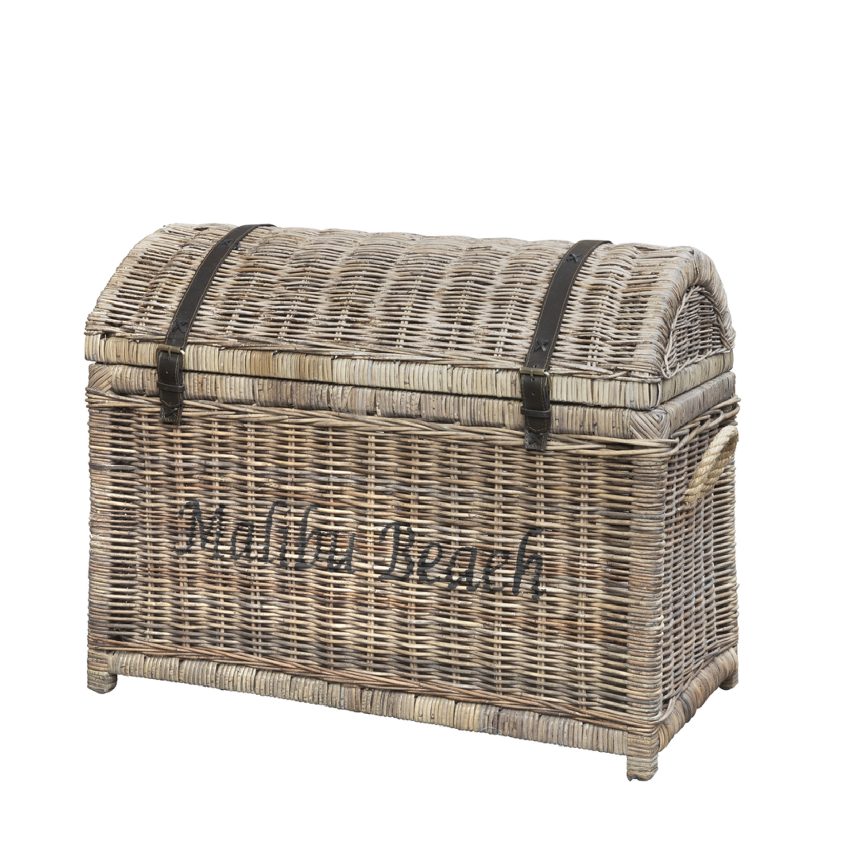 Rattan Truhe Malibu mit Leder L, 80x45x60cm hoch