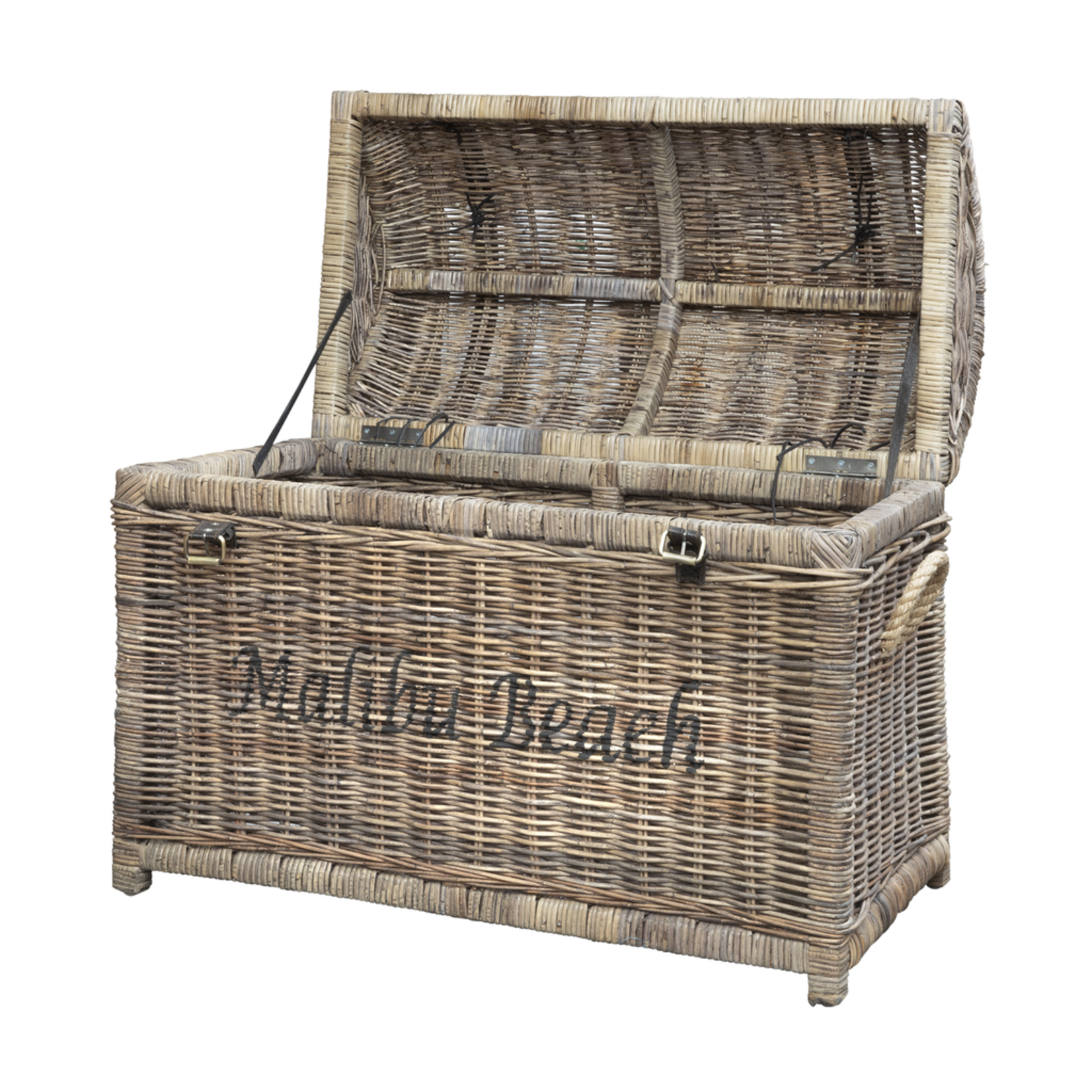 Rattan Truhe Malibu mit Leder L, 80x45x60cm hoch