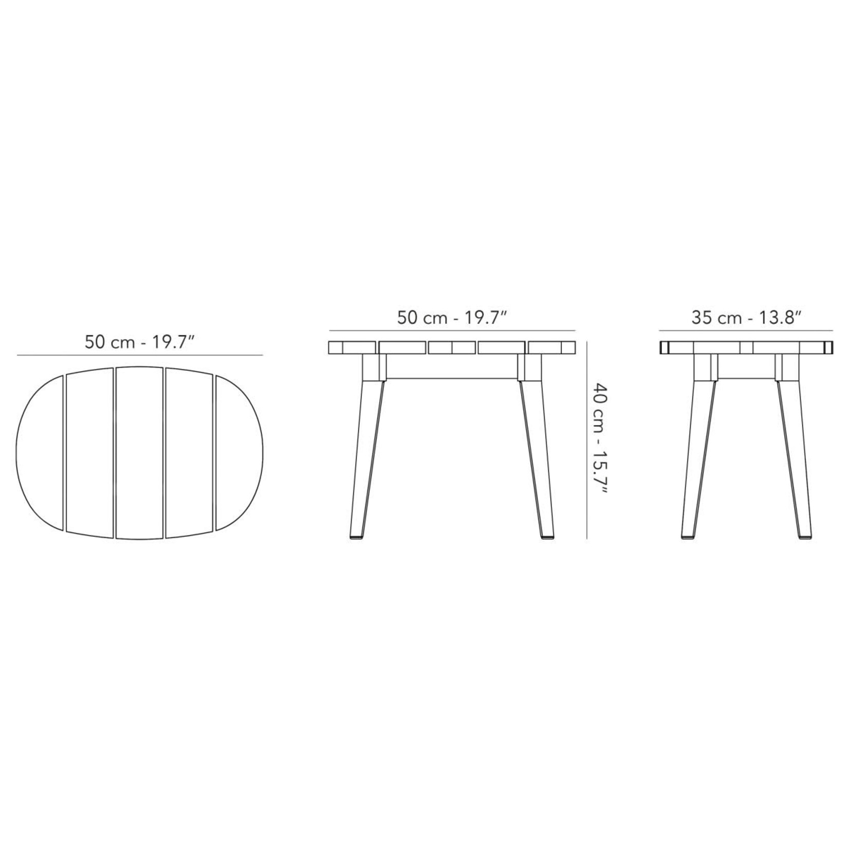 Legna Beistelltisch Ellipse, Teak,50x35xH40cm