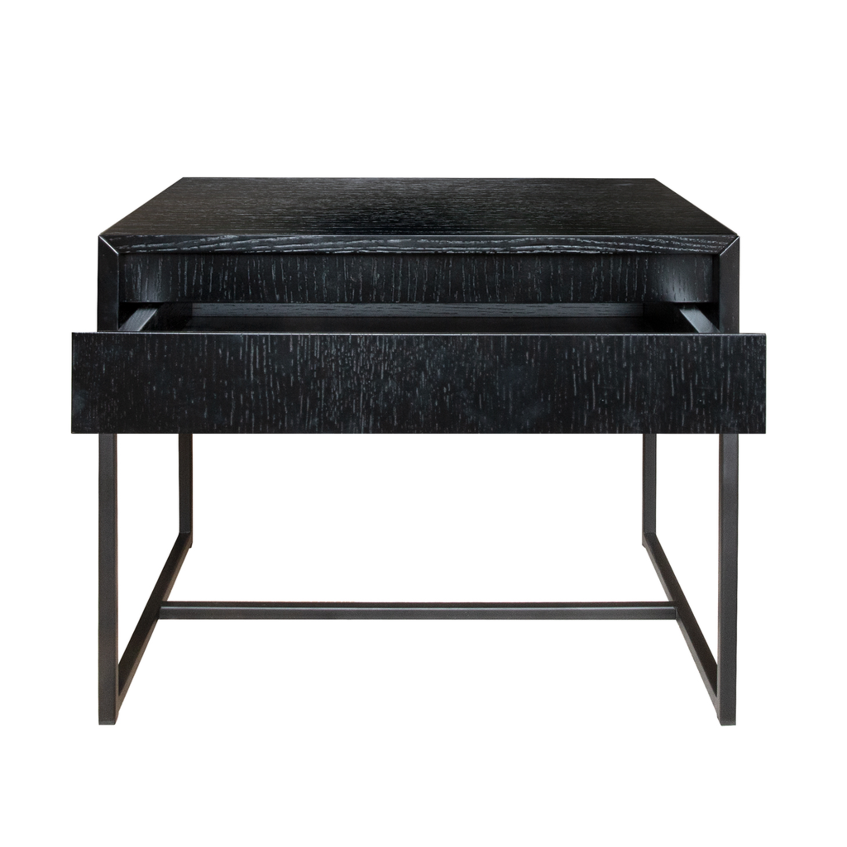 Dublin Nachttisch B55xT40xH46cm Metall schwarz & Eiche furniert schwarz