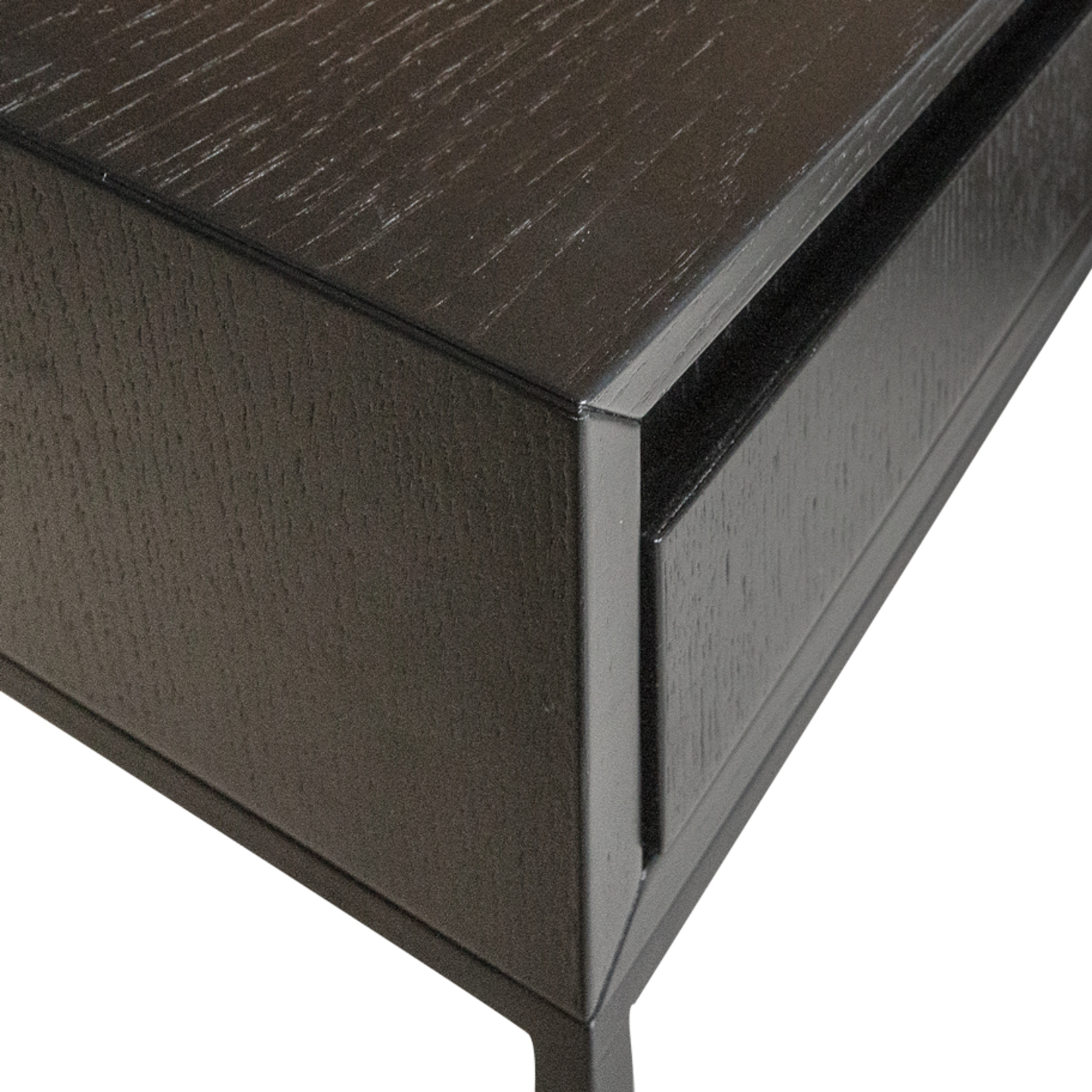 Dublin Nachttisch B55xT40xH46cm Metall schwarz & Eiche furniert schwarz