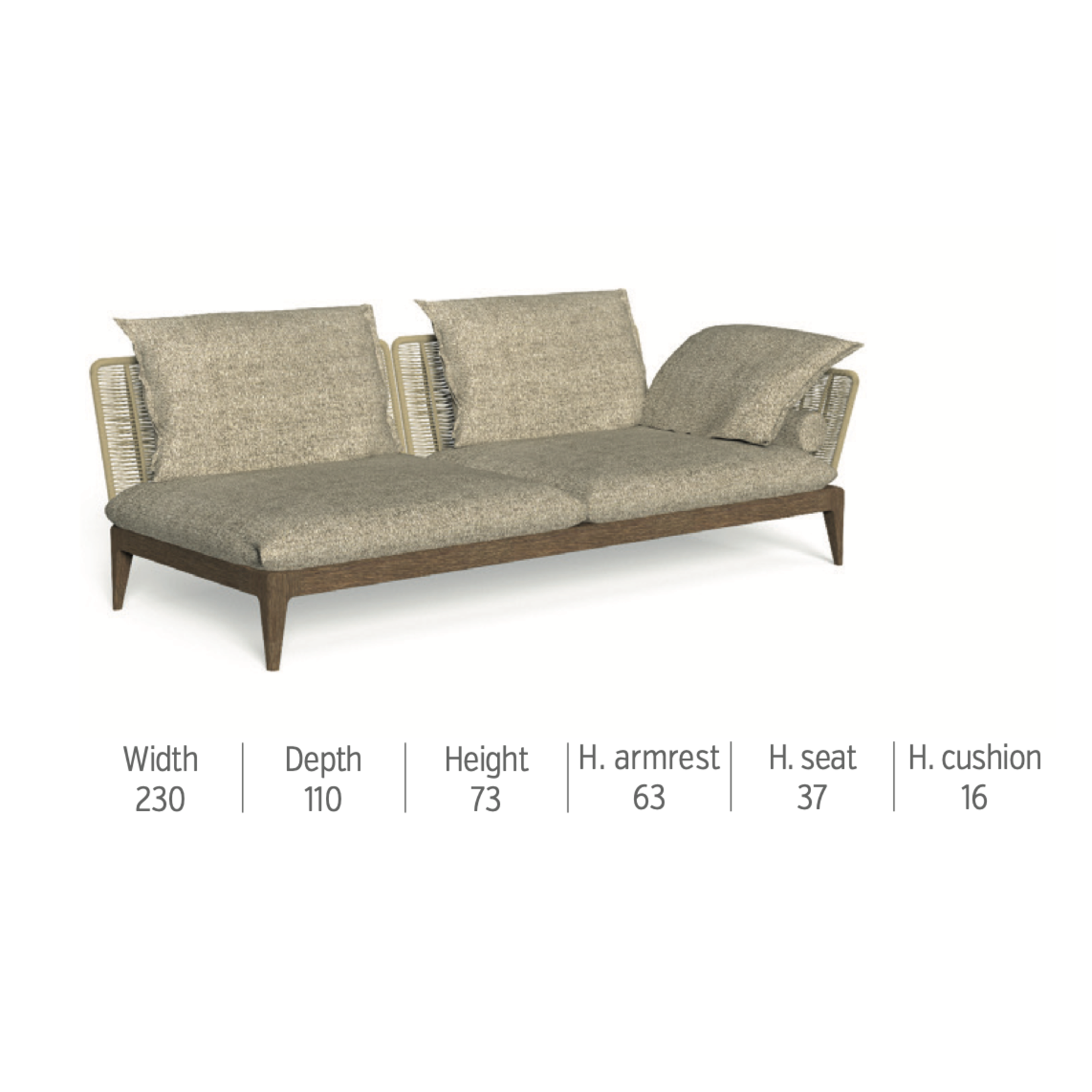 Cruise Sofa Element mit Armlehne rechts, 230x110xH73cm