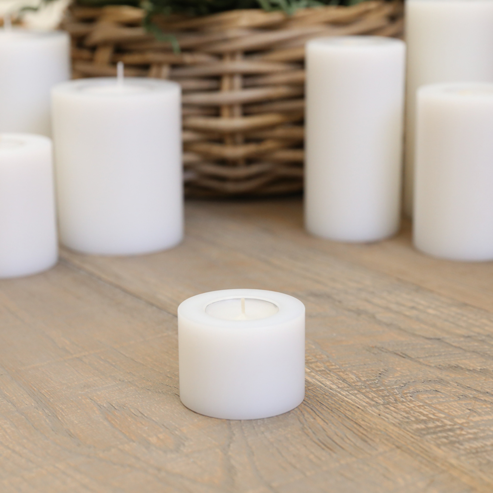 Kunst Kerze für Teelicht 7x5cm weiss