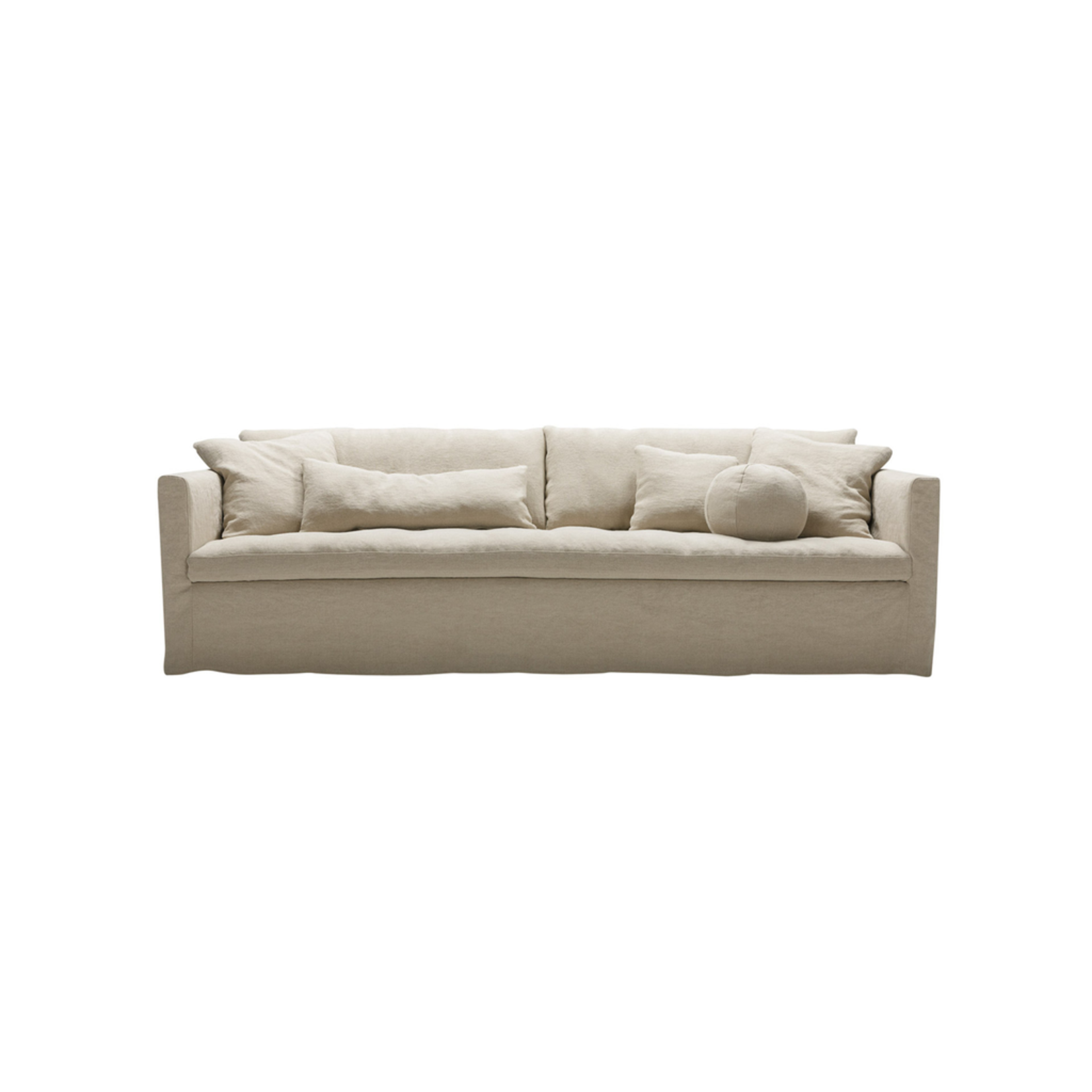 Sofa Cozy 2-Sitzer mit loser Husse 200x107xH84cm (Daunenfüllung), Stoff: Linen L007 1 natur (Kat. E)