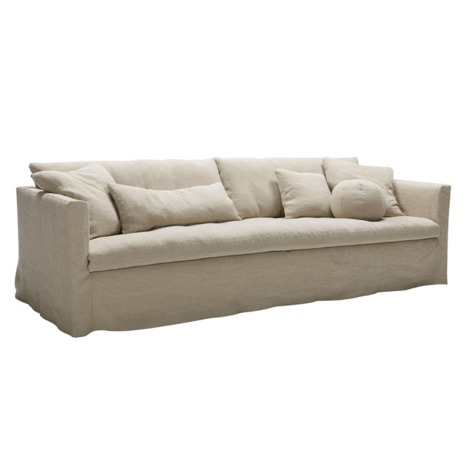 Cozy Sofa 2-Sitzer mit loser Husse 200x107xH84cm (Daunenfüllung), Stoff: Linen L007 1 natur (Kat. E)
