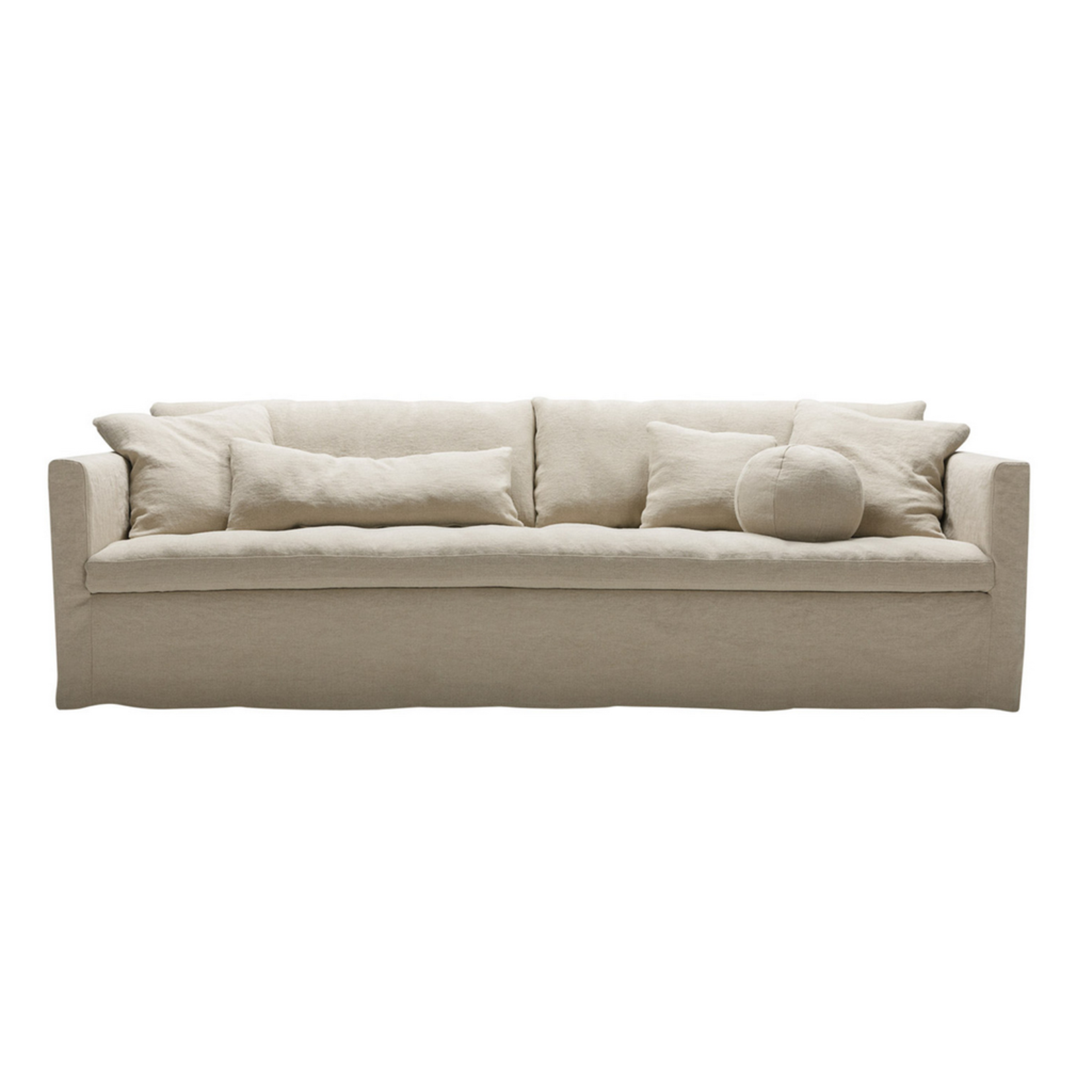 Cozy Sofa 4-Sitzer mit looser Husse 270x107x84cm (Daunenfüllung), Stoff: Linen L007 1 natur (Kat. E)