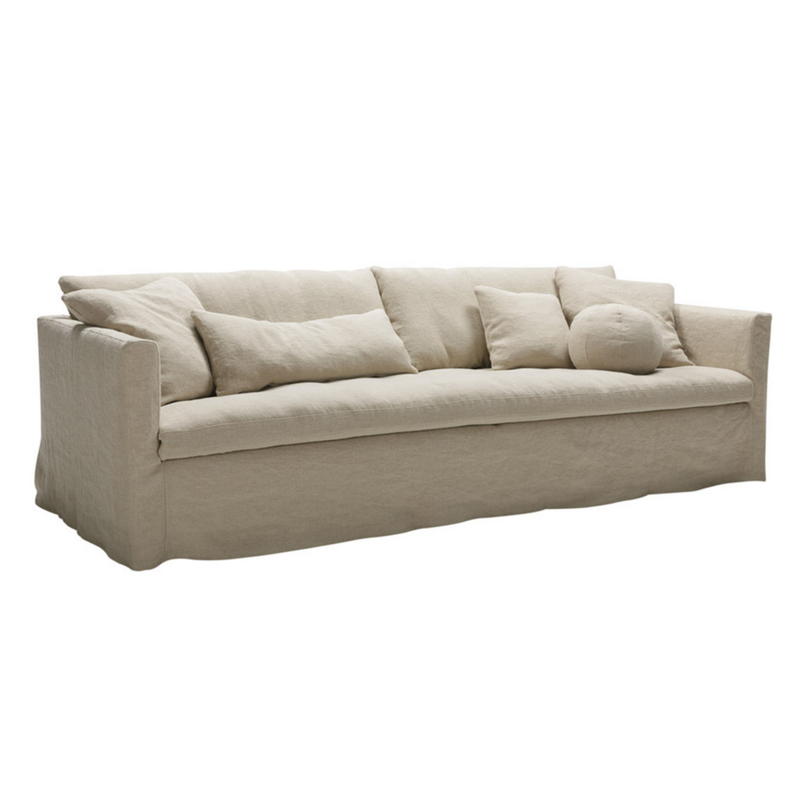 Cozy Sofa 4-Sitzer mit looser Husse 270x107x84cm (Daunenfüllung), Stoff: Linen L007 1 natur (Kat. E)