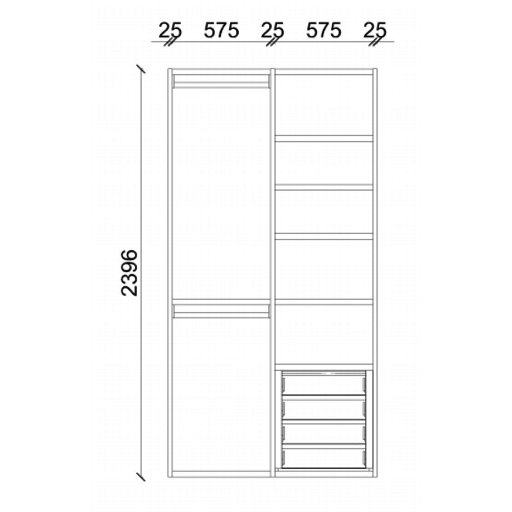 Kleiderschrank Manhattan 122.5x62.5xH240cm