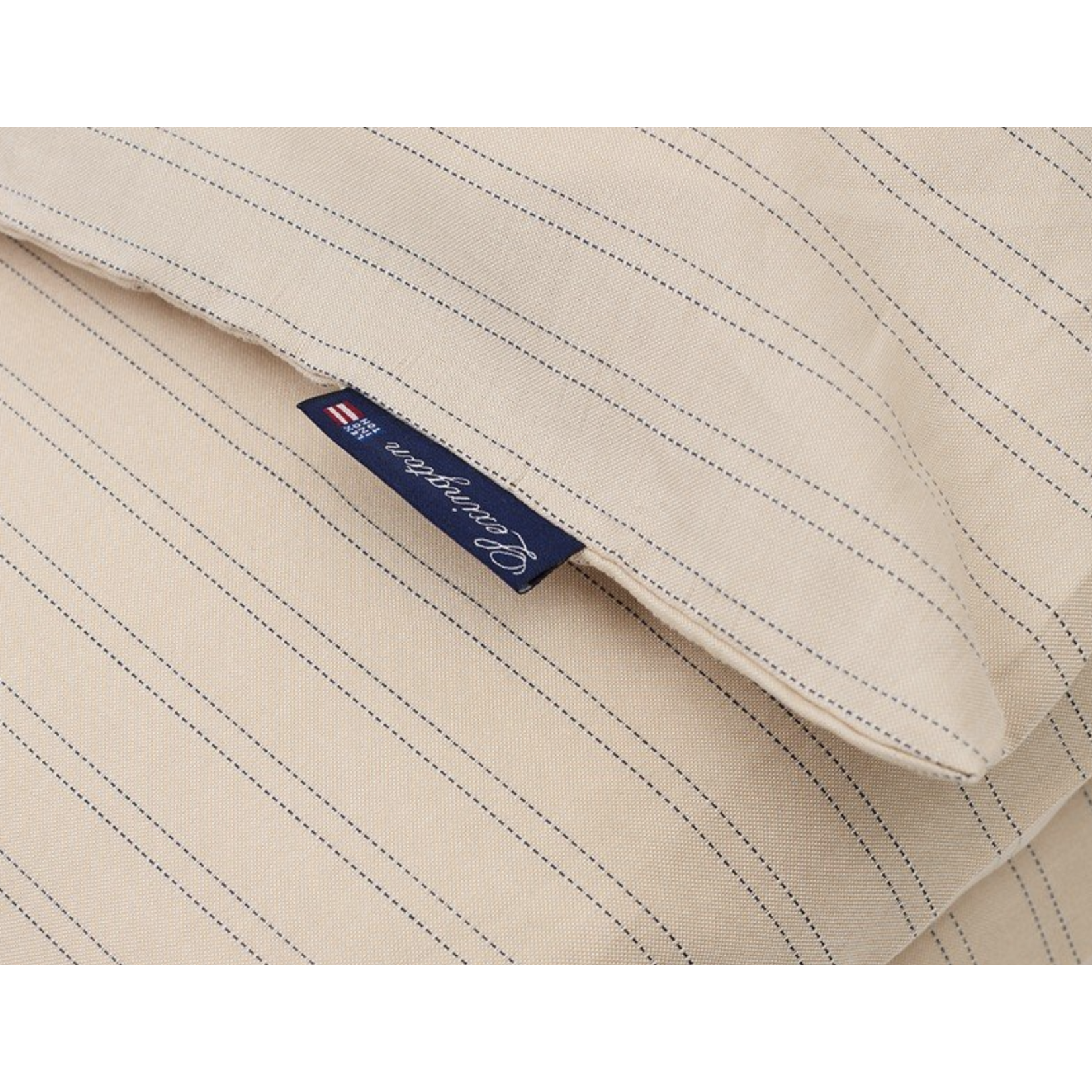 Beige/Dark Blue Striped Lyocell/Cotton Duvet Cover 160x210cm