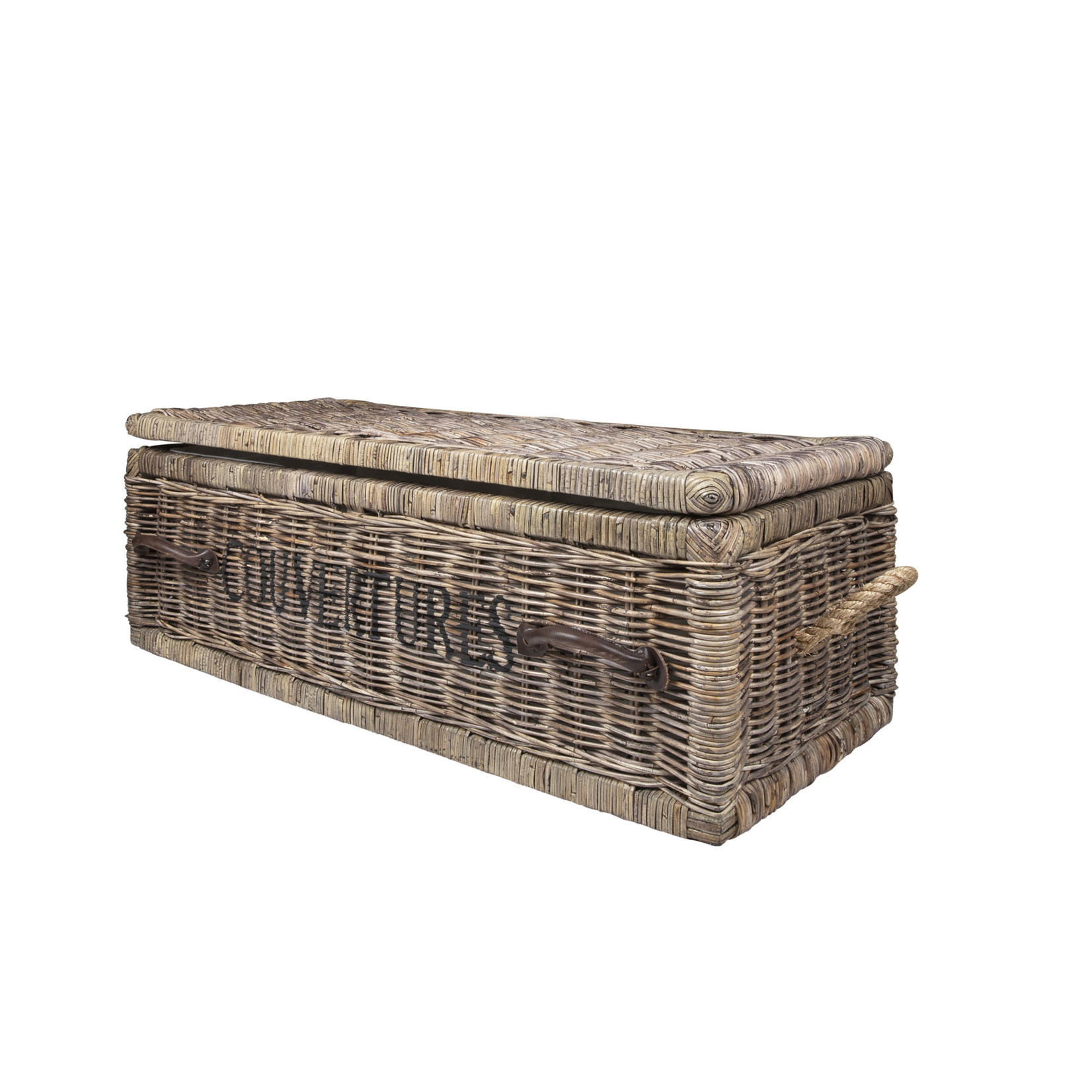 Rattan Truhe Couvertures 90x40x31cm hoch