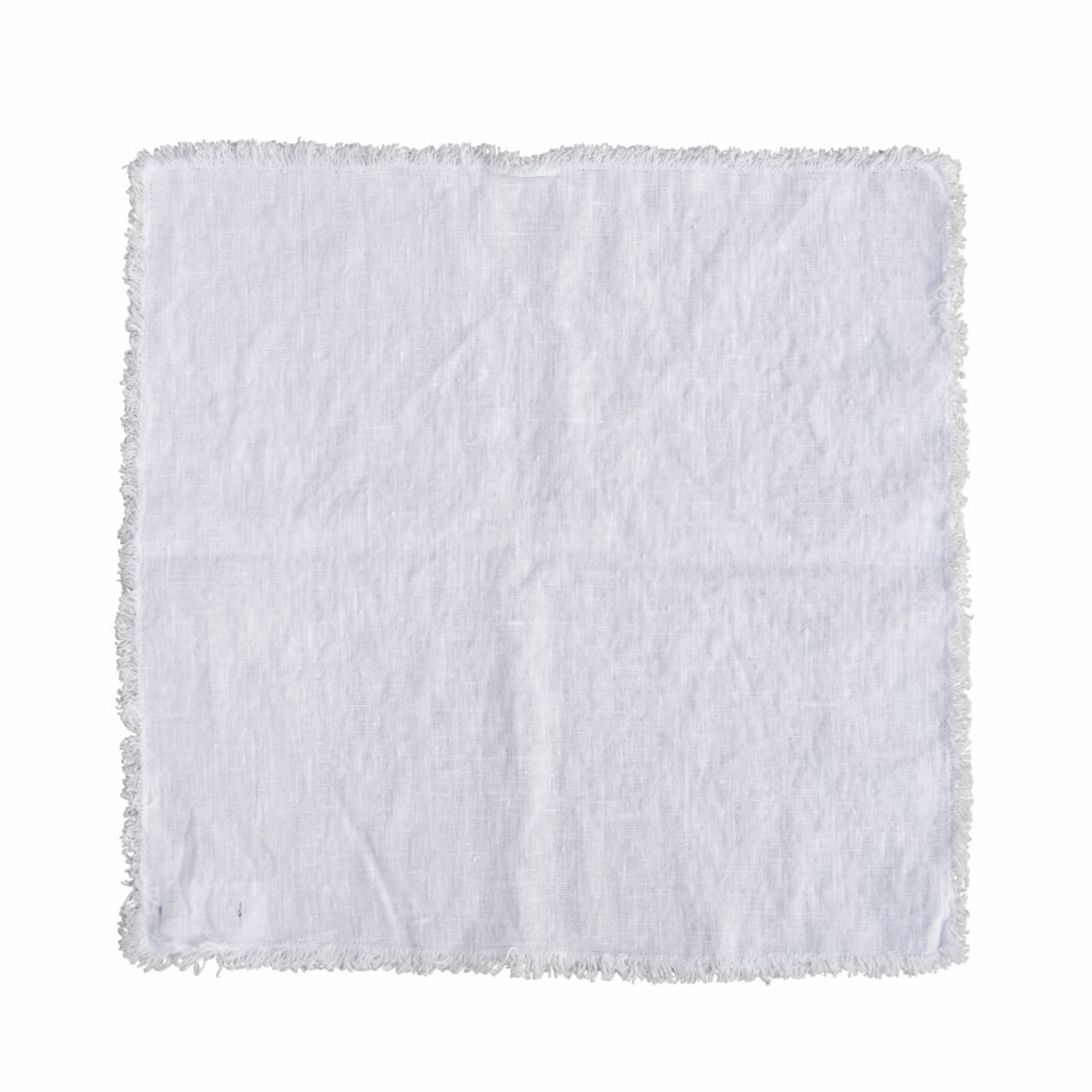 Serviette weiss mit Fransen 45x45cm, 100% Leinen