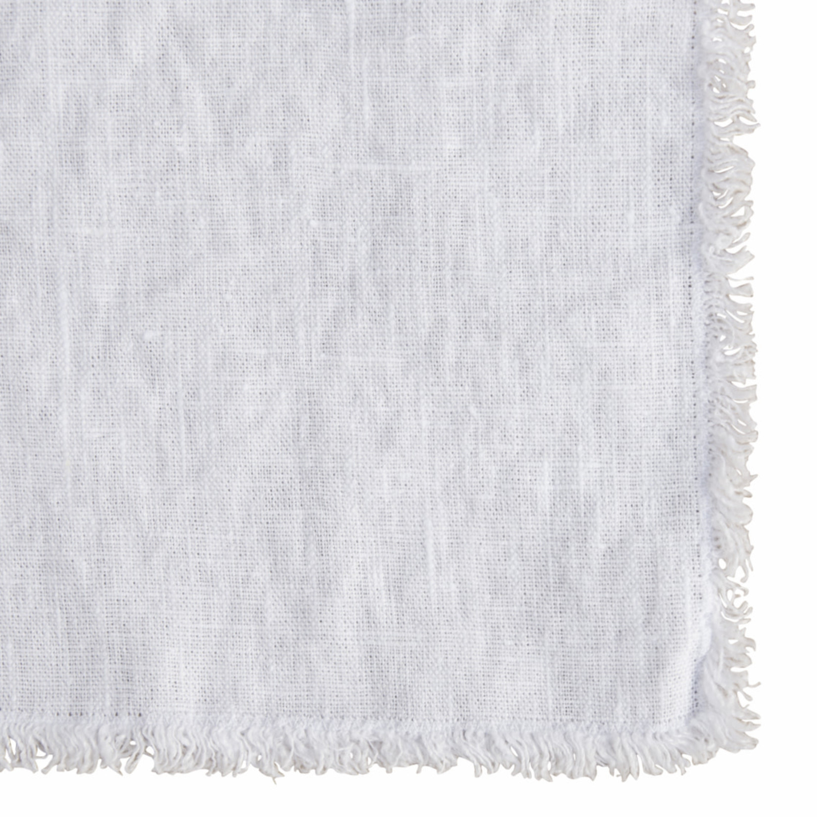 Serviette weiss mit Fransen 45x45cm, 100% Leinen