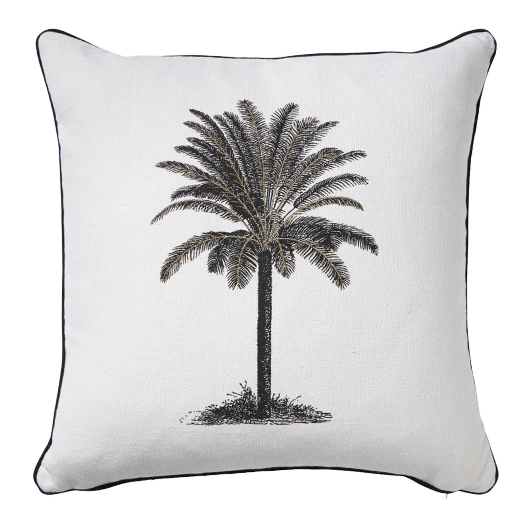 Kissen Cayman Palm cotton schwarz, 50x50cm, inkl. Innenkissen