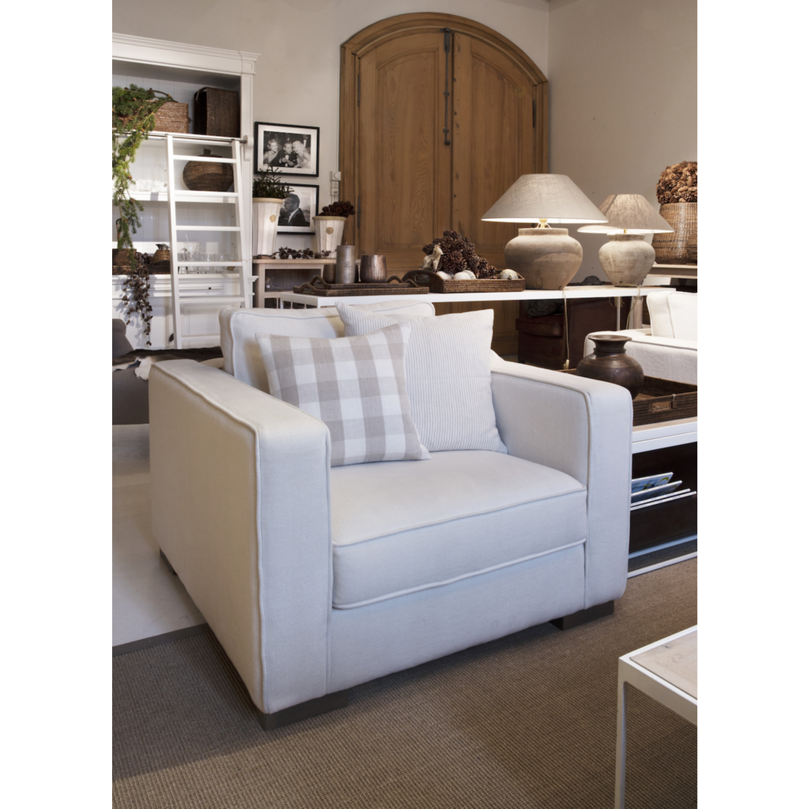 Hampton Sessel 96x100cm, Stoff: Tibi Soft 101 weiss