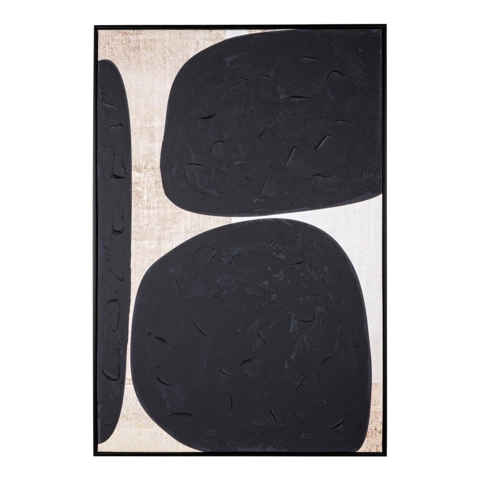 Bild auf Leinwand schwarze Formen 82xH122cm Rahmen schwarz