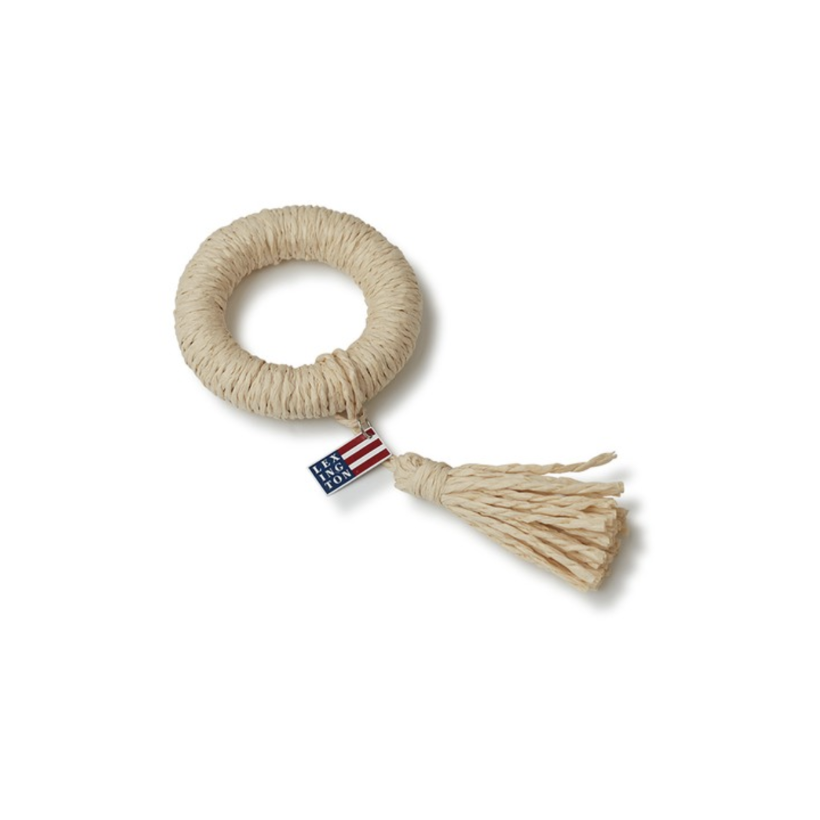 Recycled Paper Straw Napkin Ring with Tassel, Natural