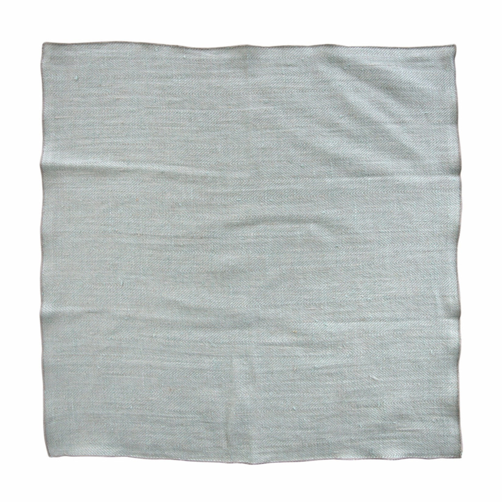 Serviette 47x47cm Fischgrat mint, naturfarben umkettelt 100% Leinen