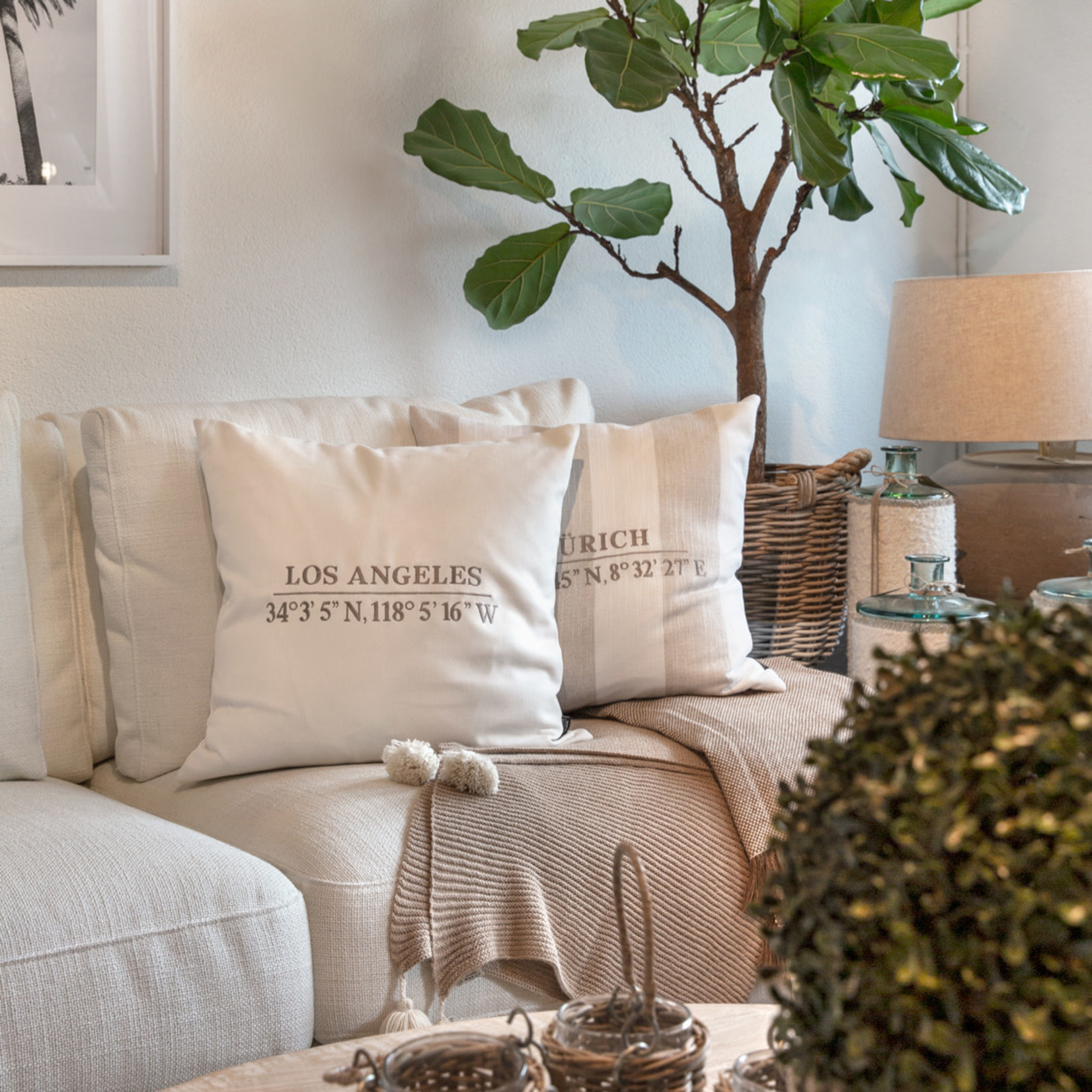 Area Kissen Los Angeles, Max weiss, 55x55cm