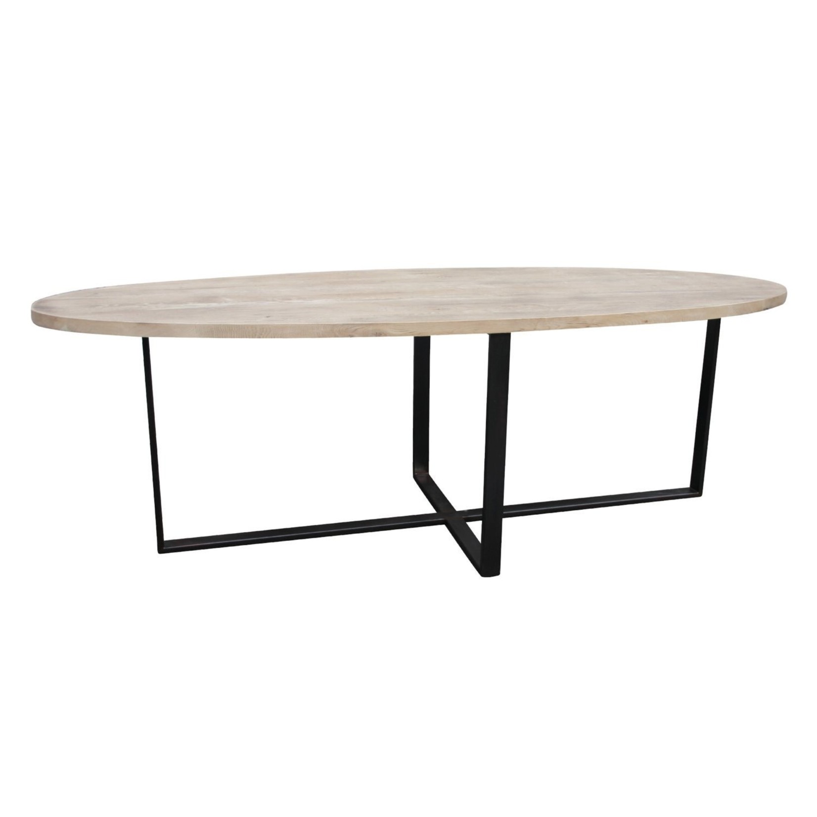 Esstisch oval L240xB110xH78cm Metall schwarz & Eiche natur