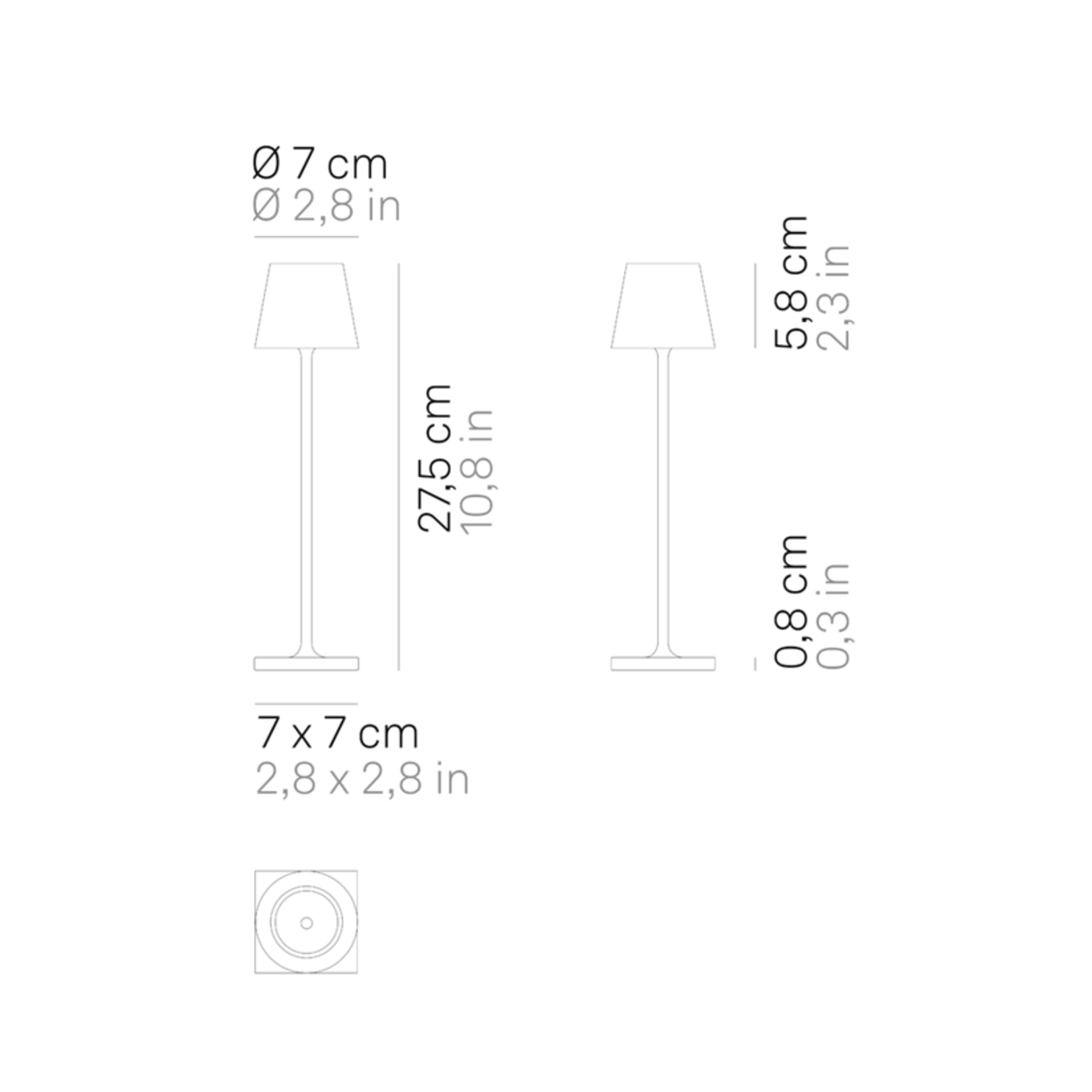 Tischlampe grau D7xH27.5cm, outdoor