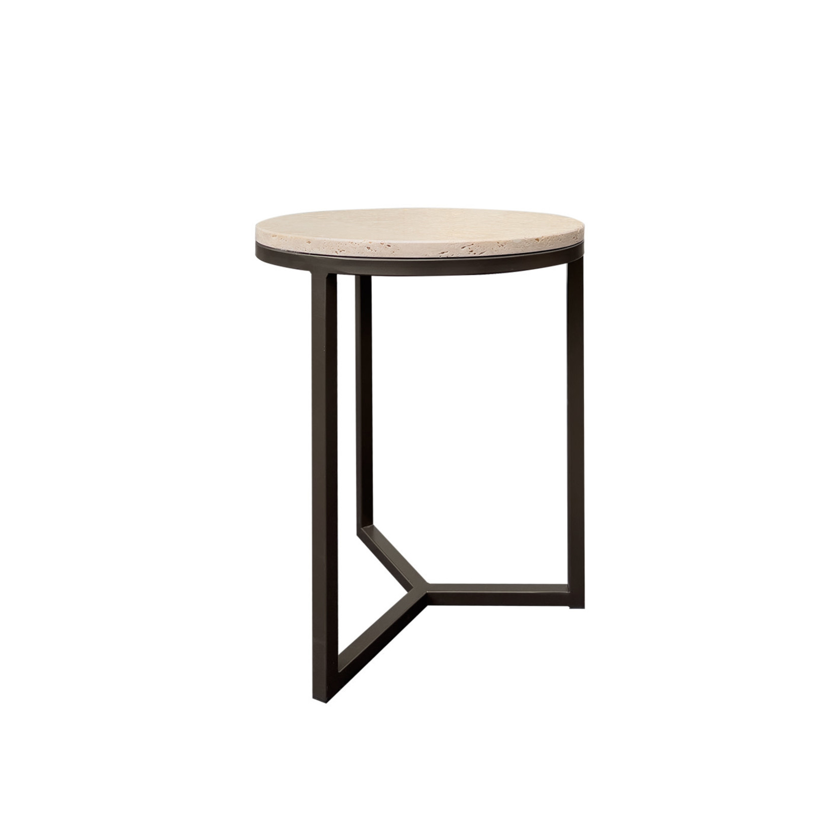 Viola Salontisch D40xH52cm Metall Anodic brown & Travertine beige