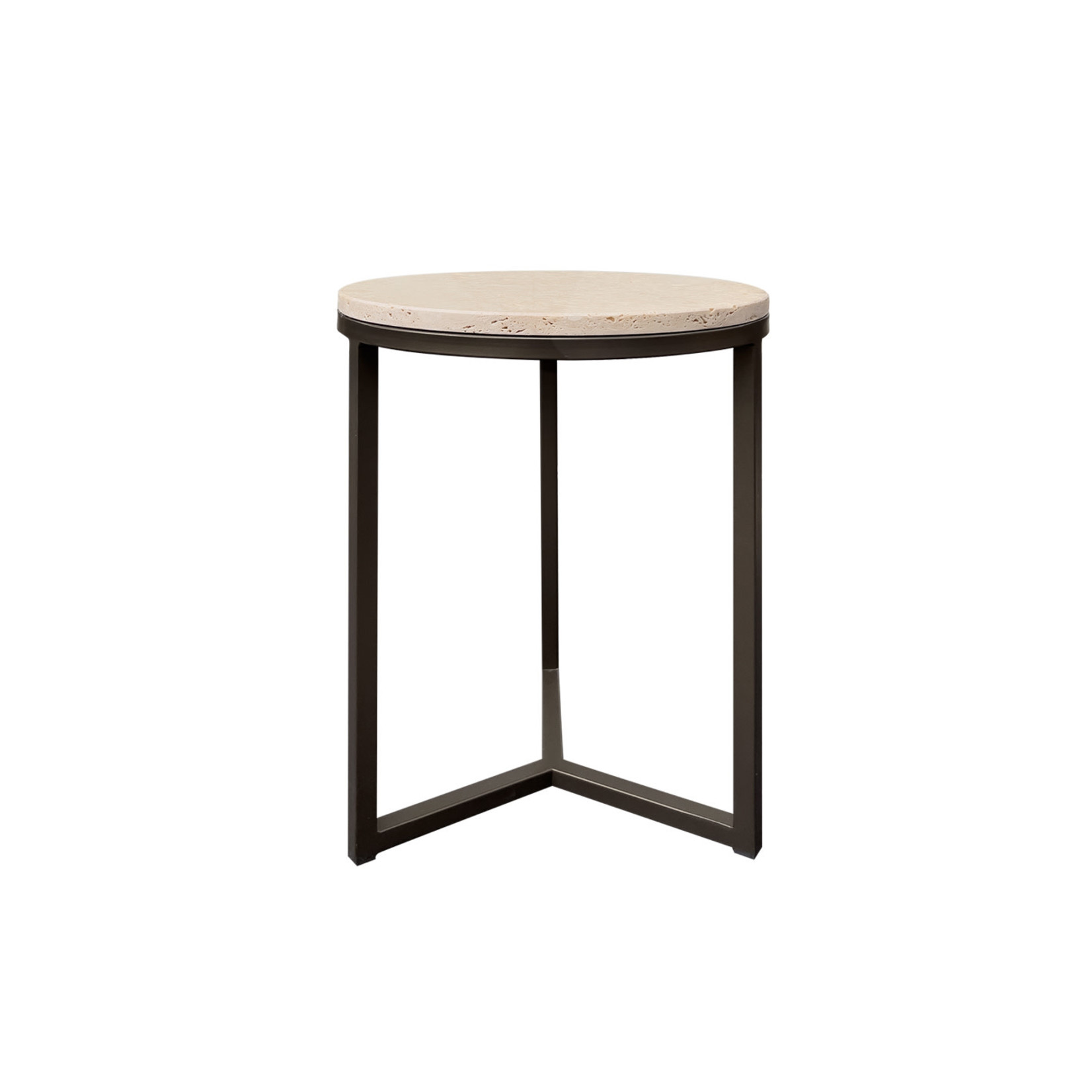 Viola Salontisch D40xH52cm Metall Anodic brown & Travertine beige