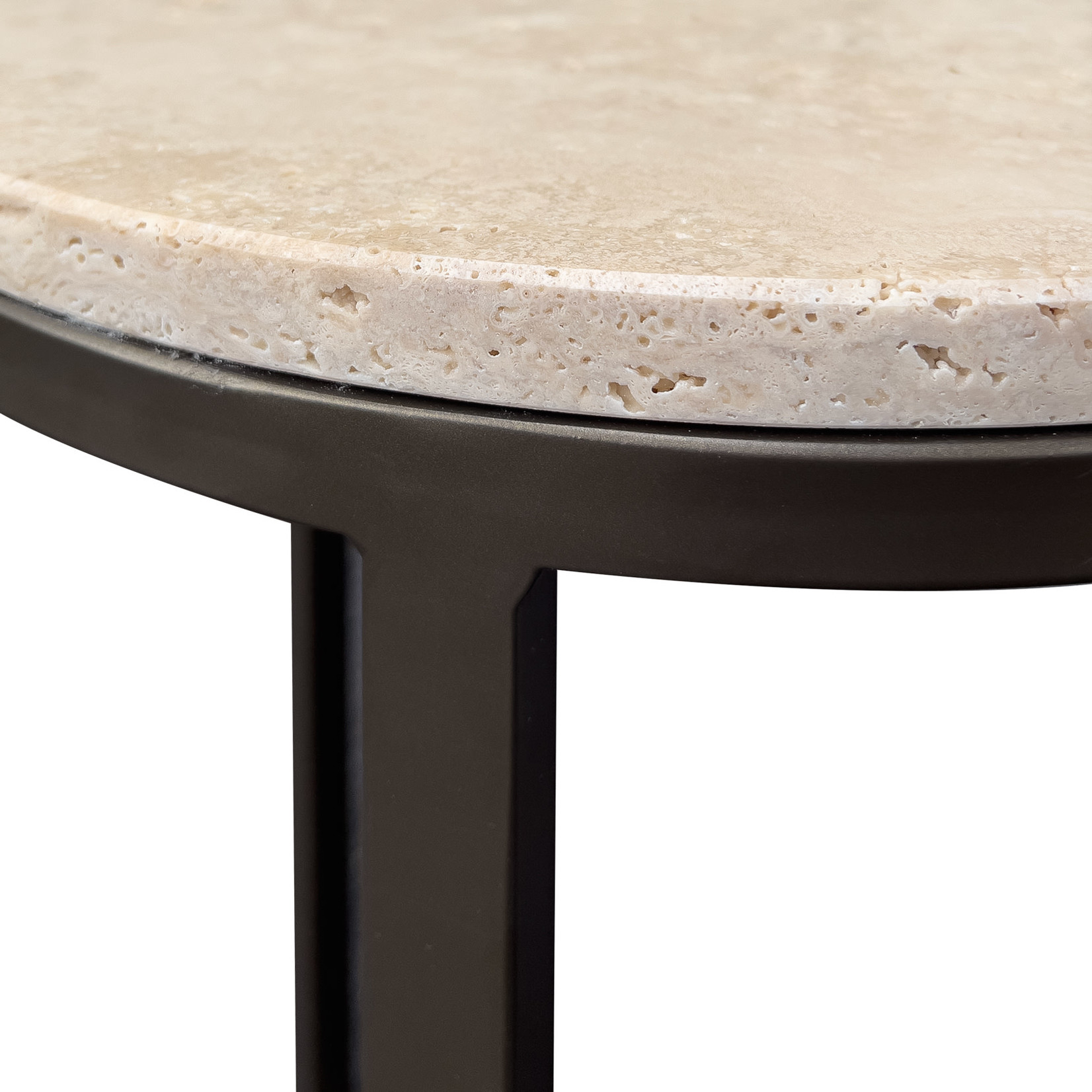 Viola Salontisch D40xH52cm Metall Anodic brown & Travertine beige