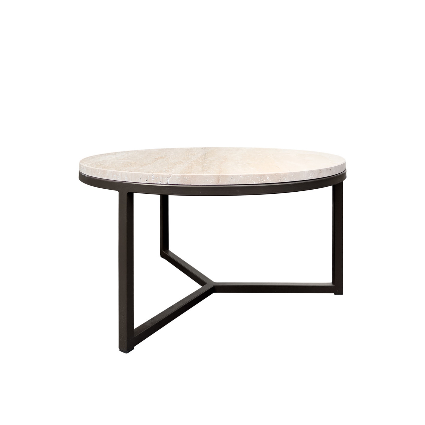 Viola Salontisch D60xH34cm Metall Anodic brown & Travertine beige