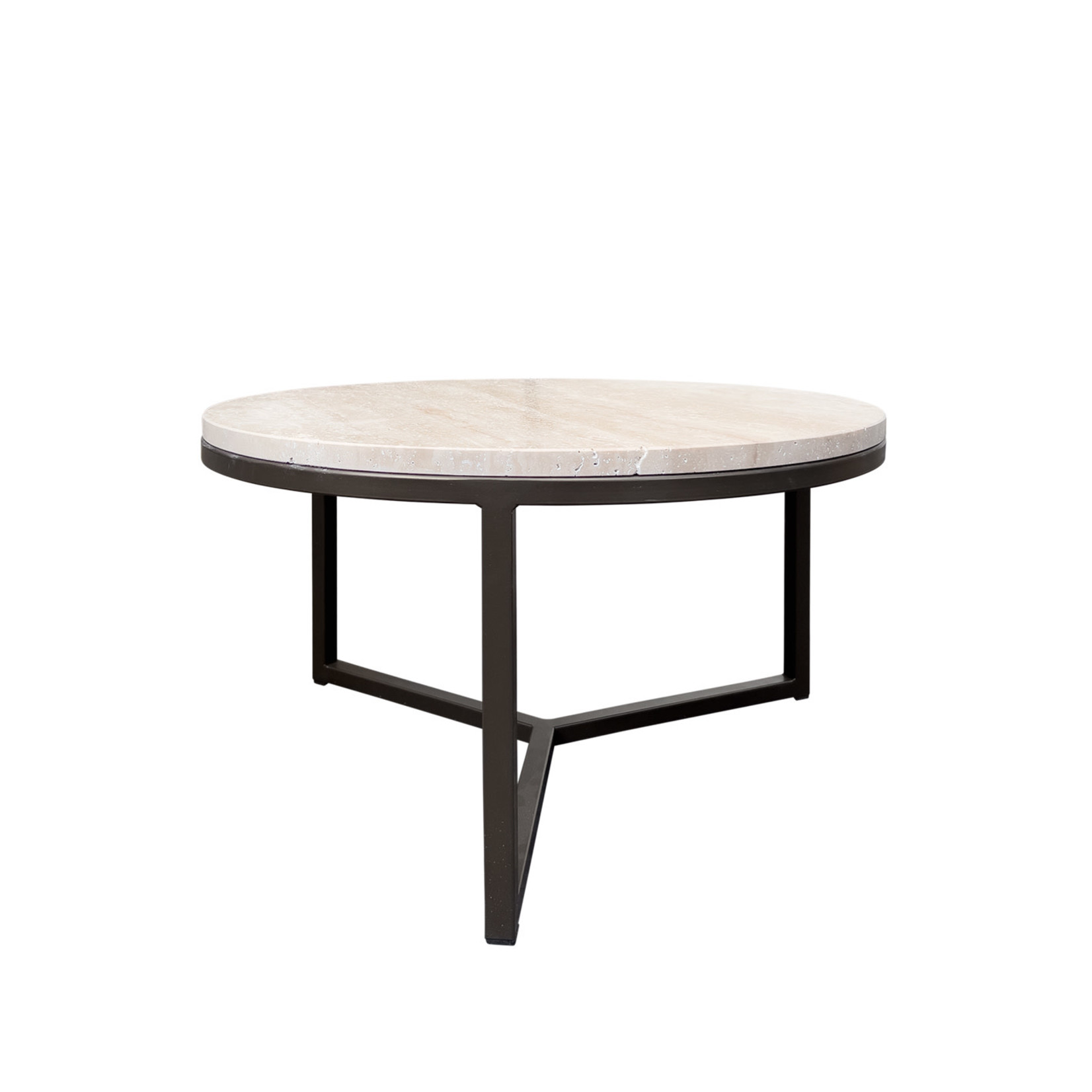 Viola Salontisch D60xH34cm Metall Anodic brown & Travertine beige