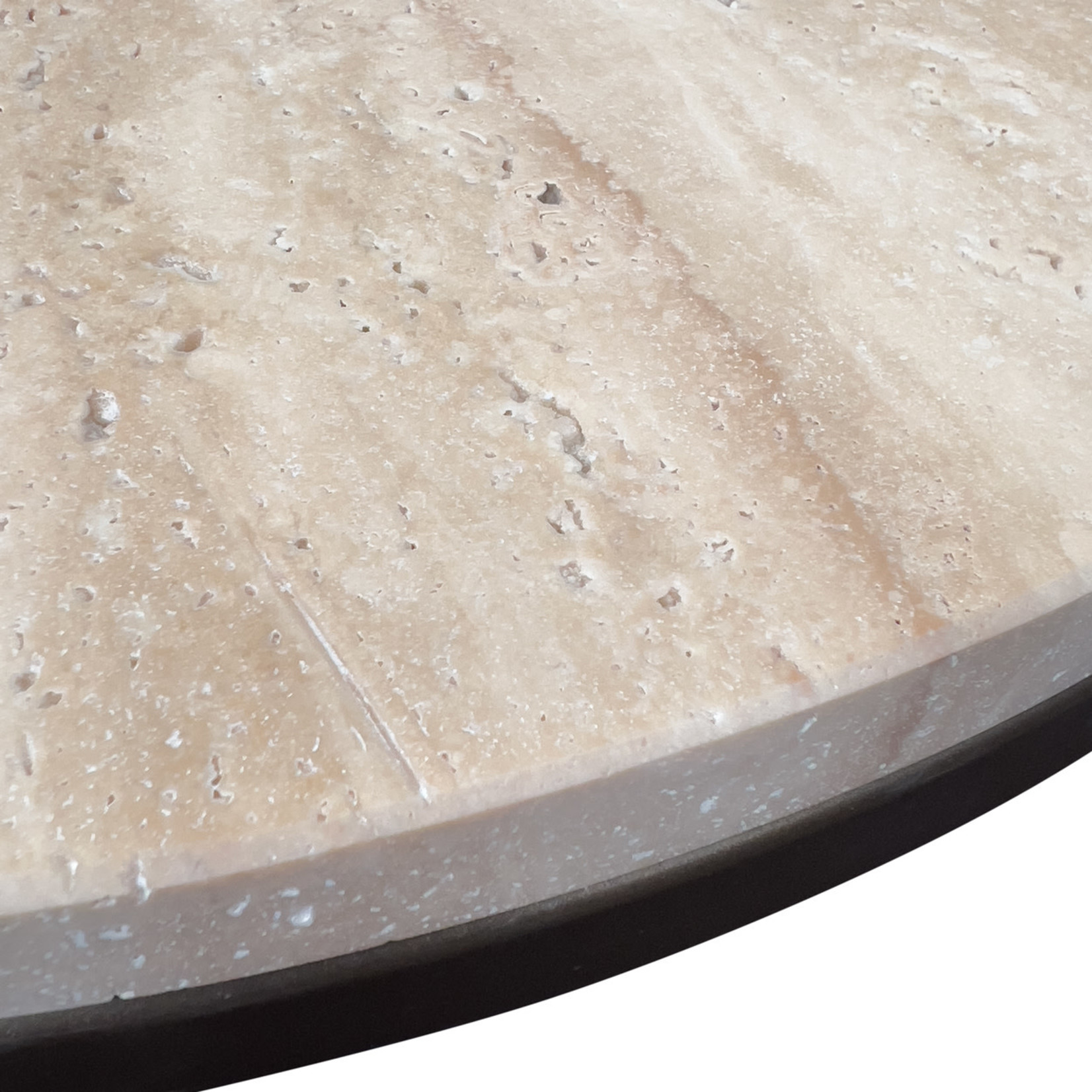 Viola Salontisch D60xH34cm Metall Anodic brown & Travertine beige