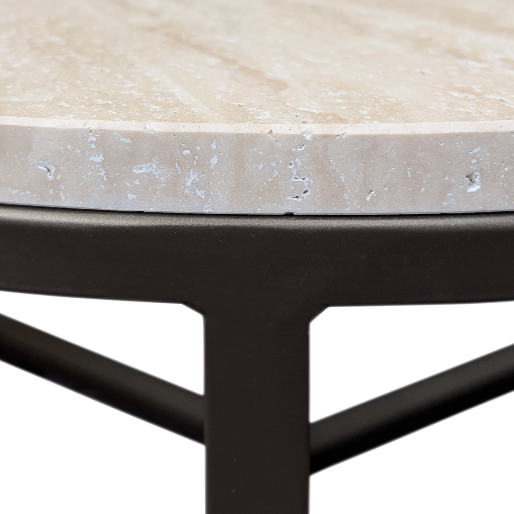 Viola Salontisch D60xH34cm Metall Anodic brown & Travertine beige