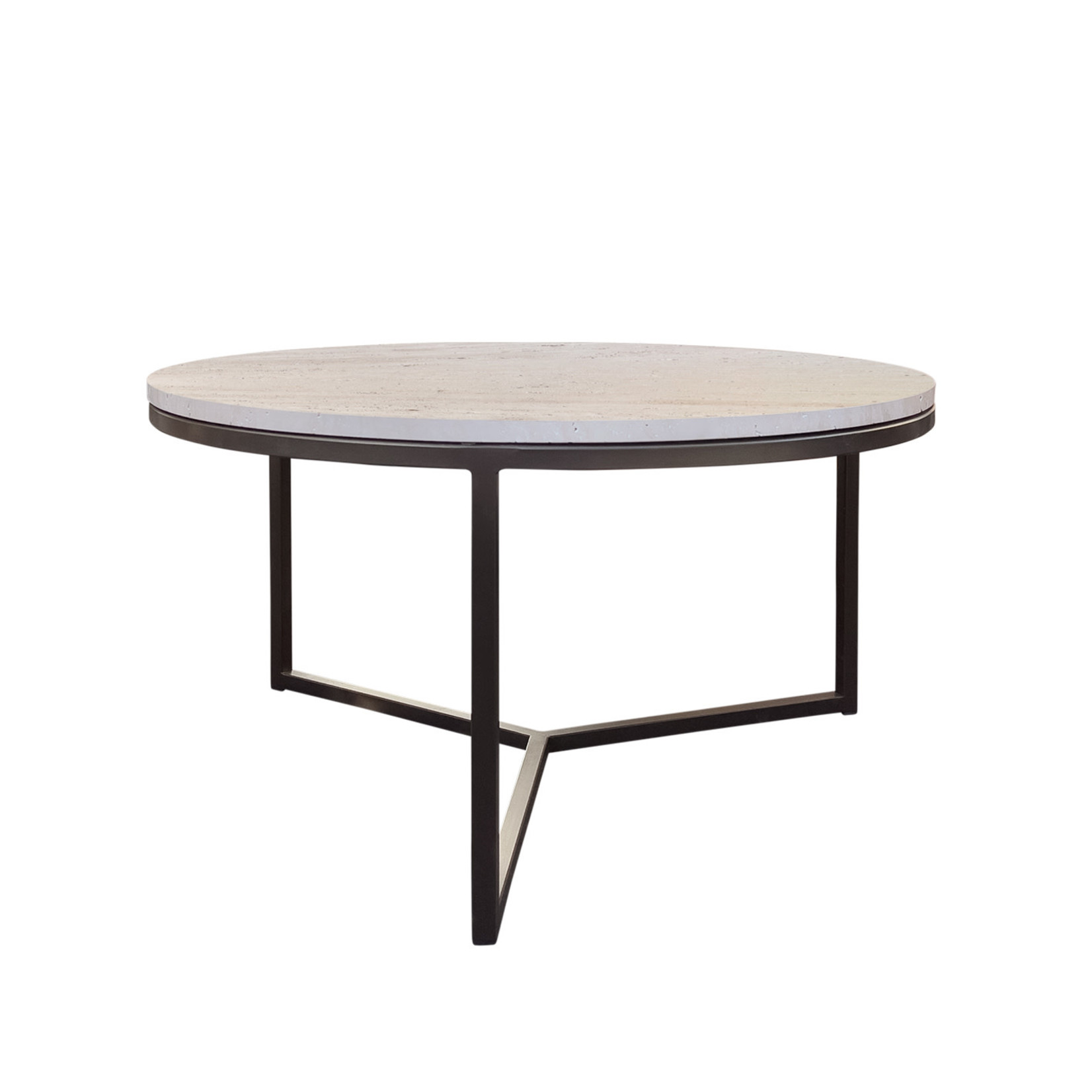 Viola Salontisch D80xH42cm Metall Anodic brown & Travertine beige